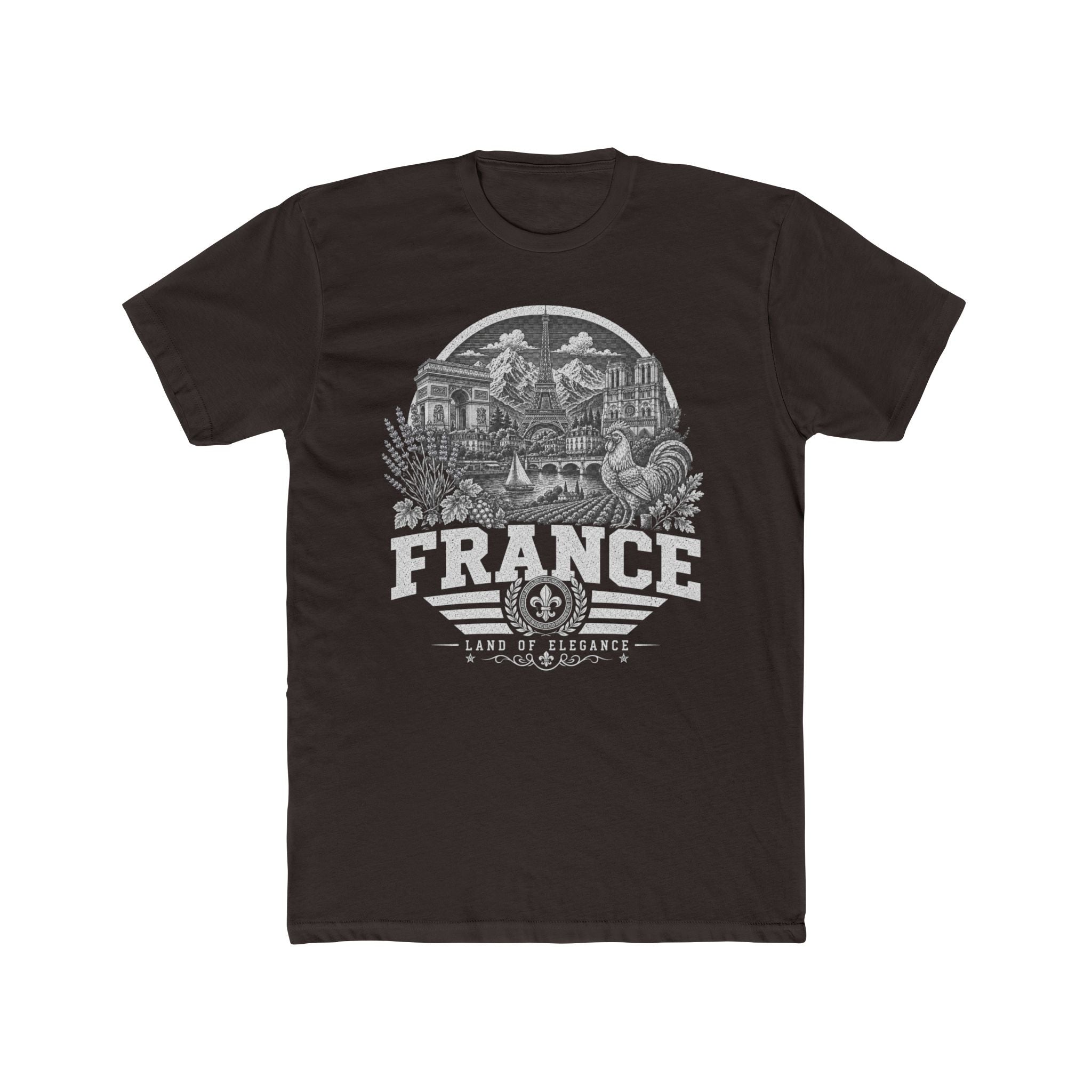 France vintage landmarks men's tee — iconic landmark design | Nameshi Destinations (view 1)