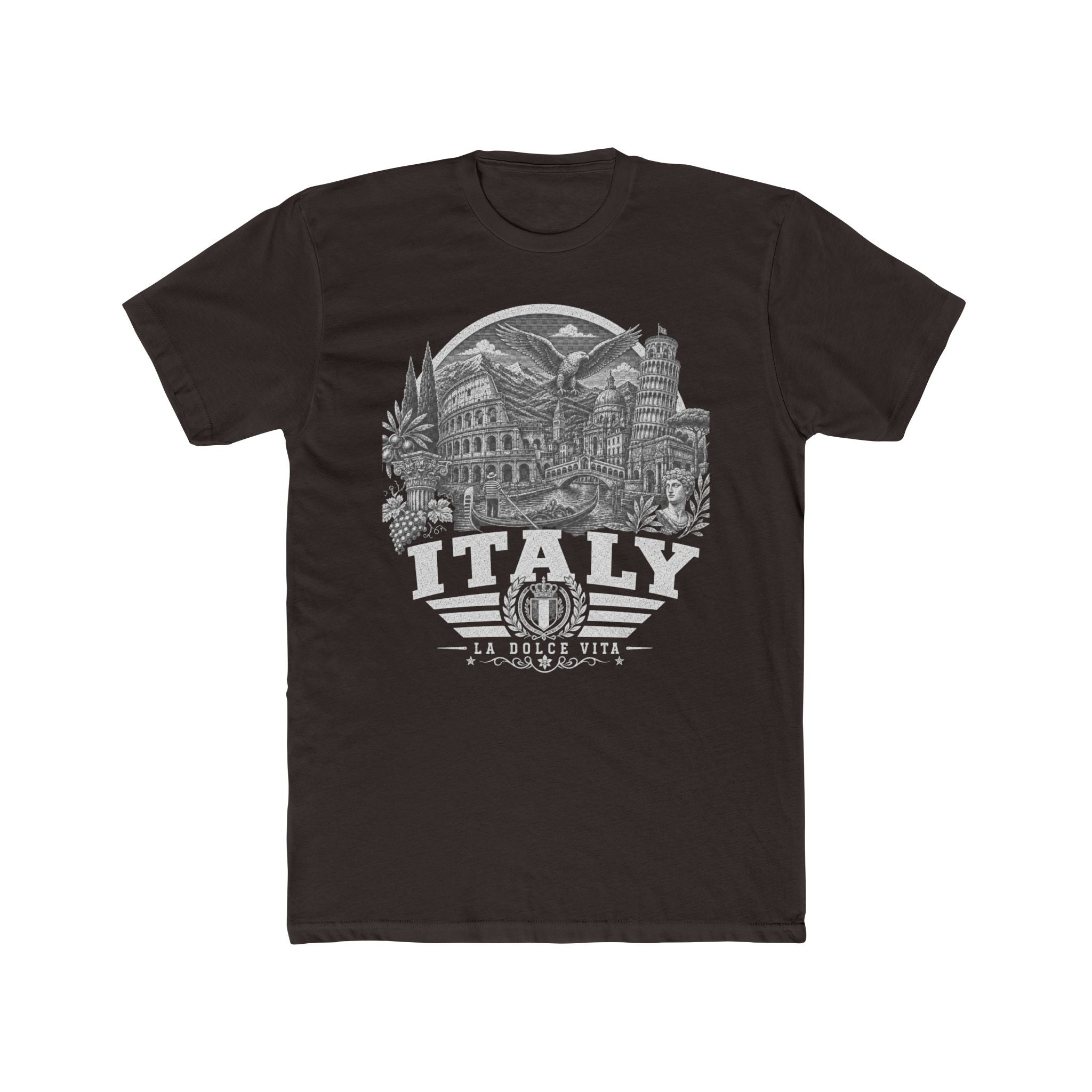 Italy vintage landmarks men's tee — iconic landmark design | Nameshi Destinations (view 1)