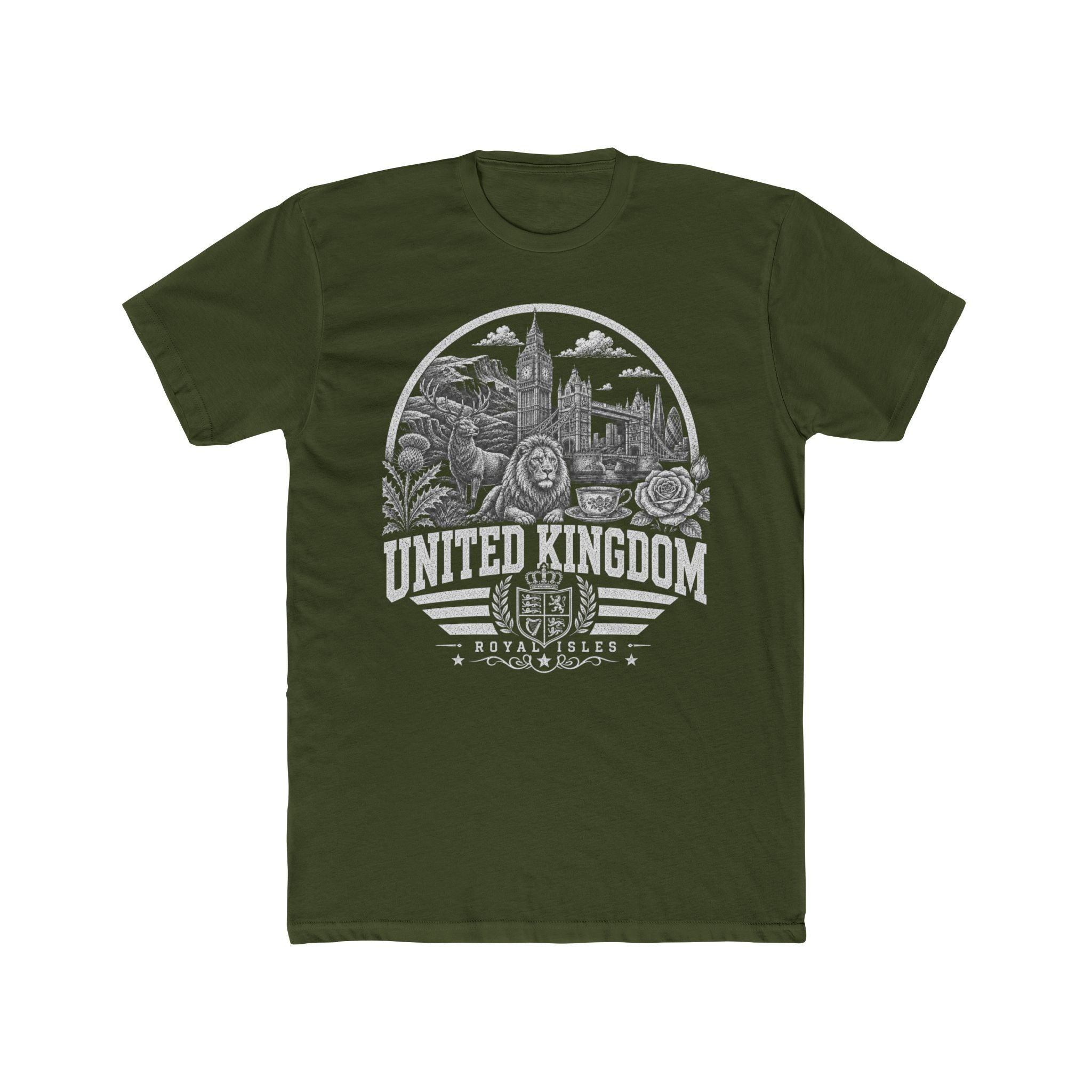 United Kingdom vintage landmarks men's tee — iconic landmark design | Nameshi Destinations (view 4)
