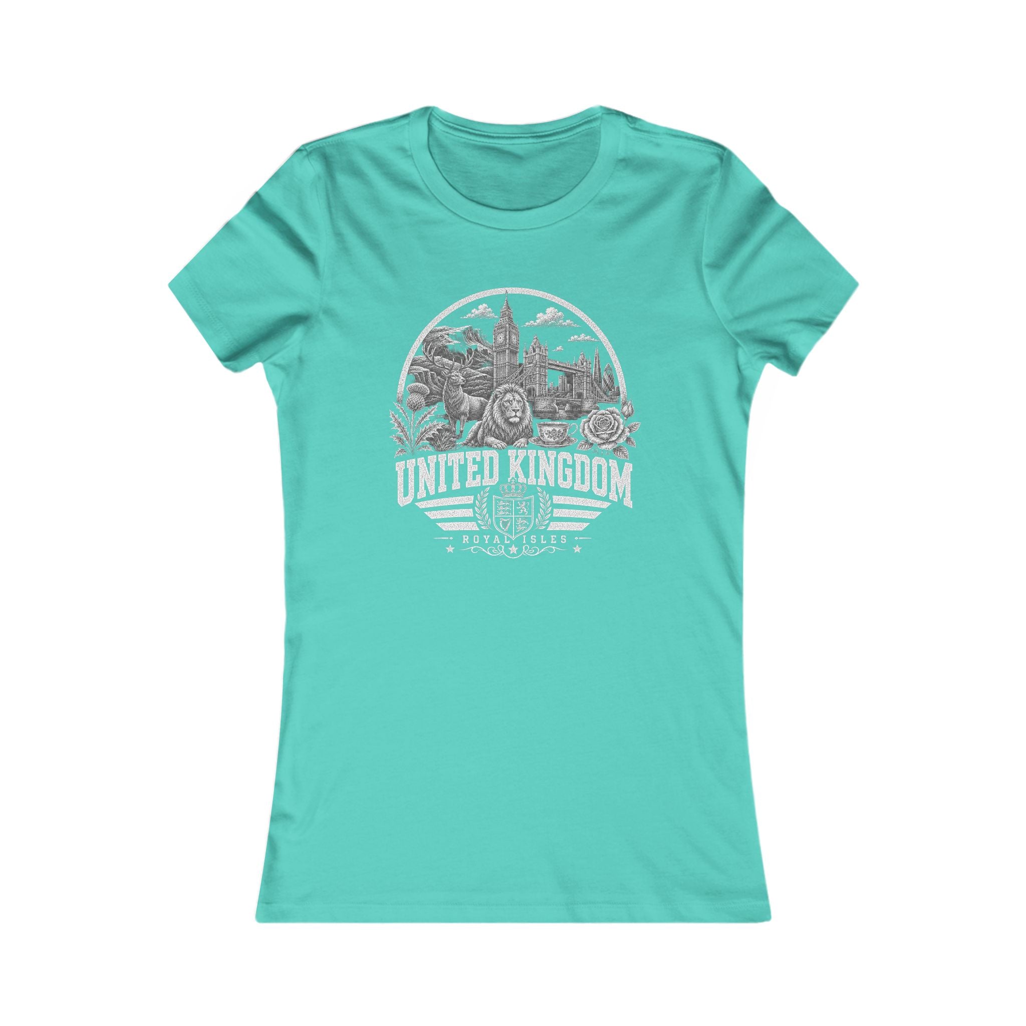 United Kingdom vintage landmarks women's tee — iconic landmark design | Nameshi Destinations (view 14)