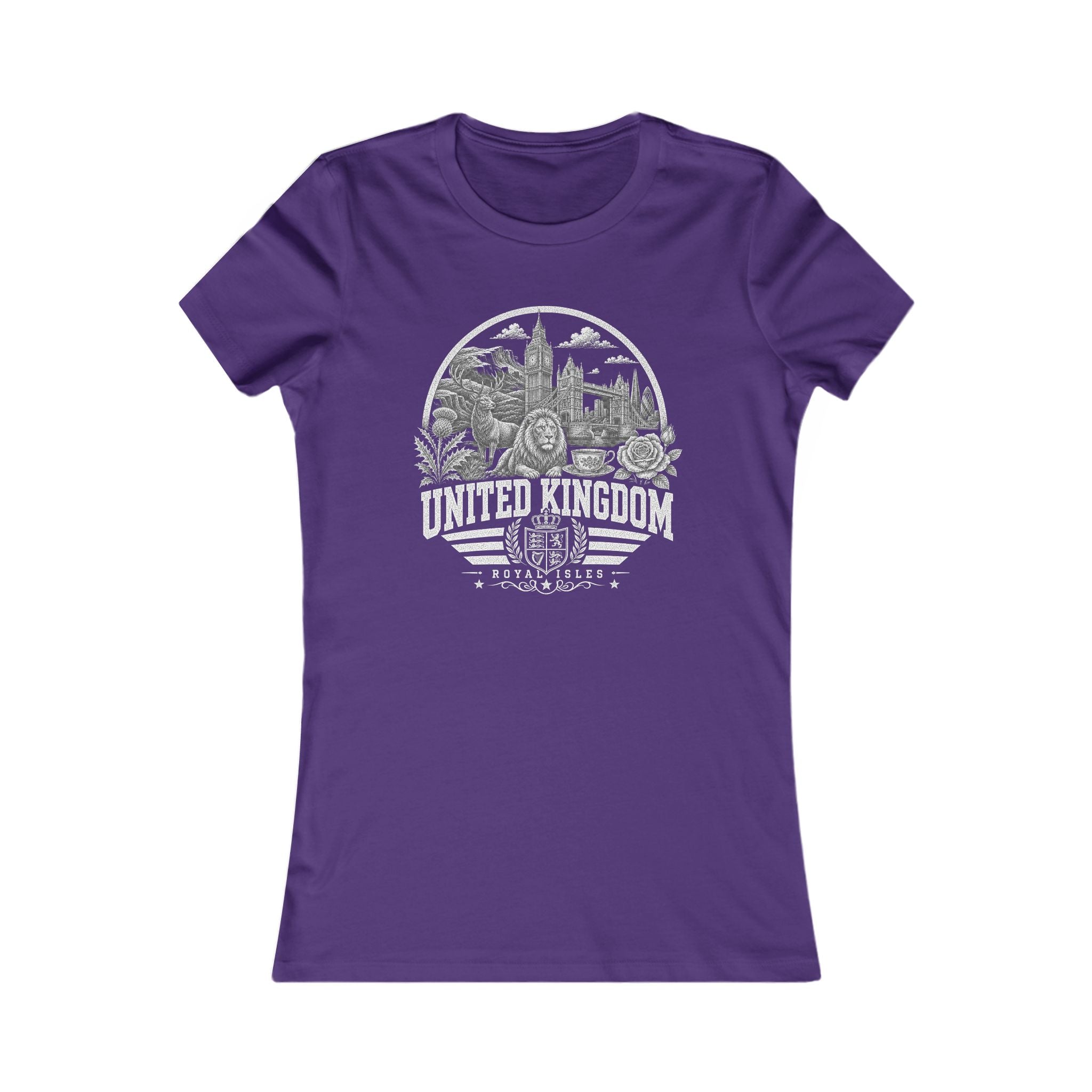 United Kingdom vintage landmarks women's tee — iconic landmark design | Nameshi Destinations (view 6)