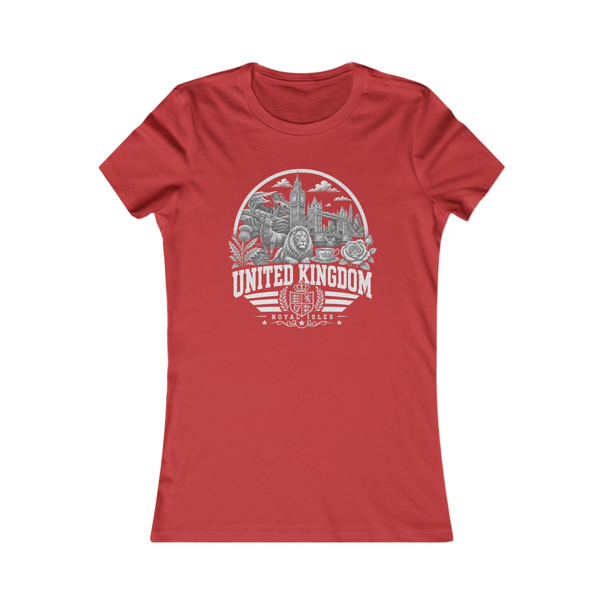 United Kingdom vintage landmarks women's tee — iconic landmark design | Nameshi Destinations (view 9)