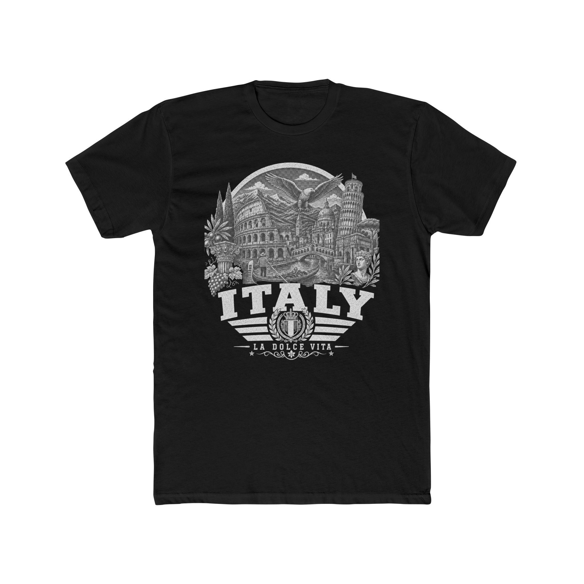 Italy vintage landmarks men's tee — iconic landmark design | Nameshi Destinations (view 2)