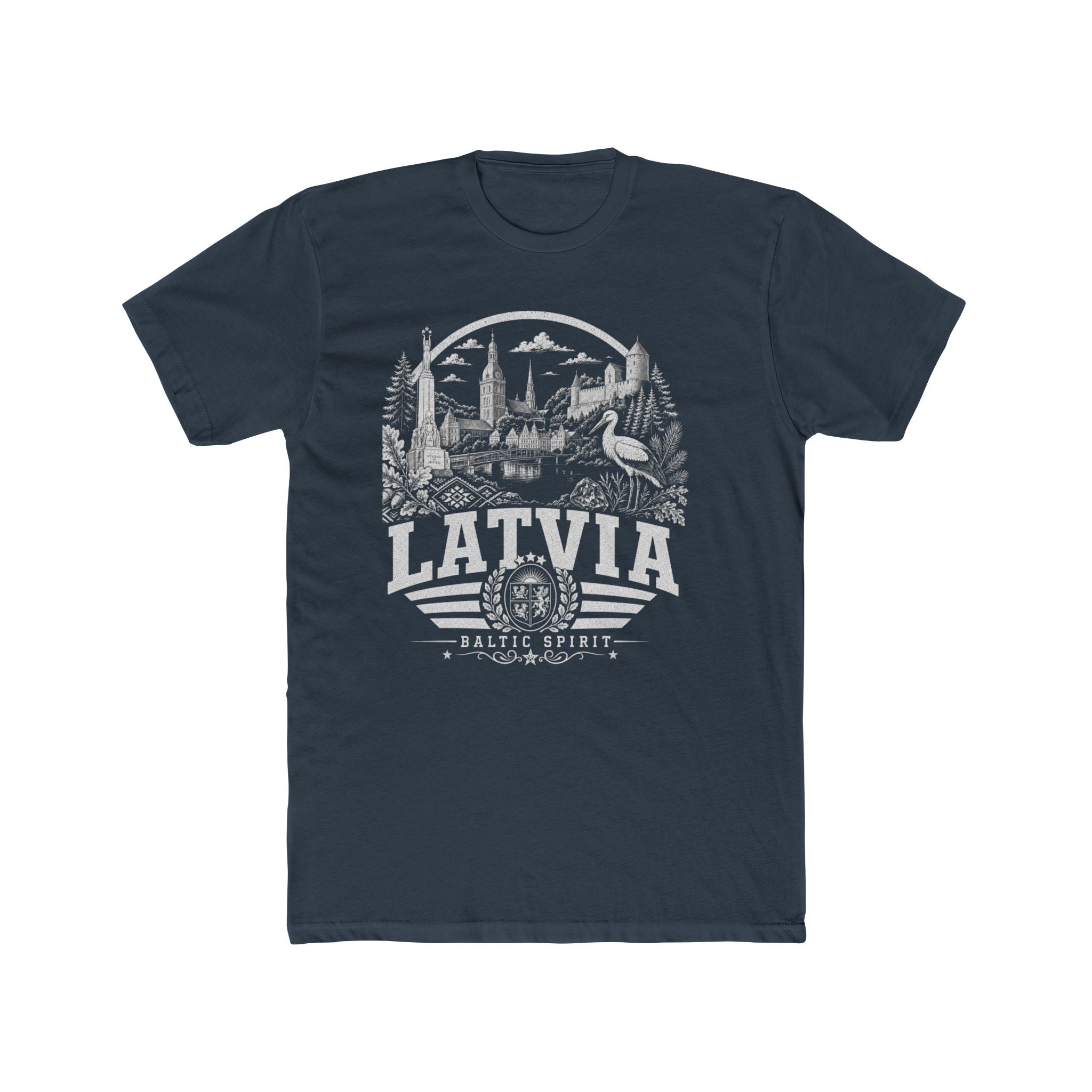 Latvia vintage landmarks men's tee — iconic landmark design | Nameshi Destinations (view 8)