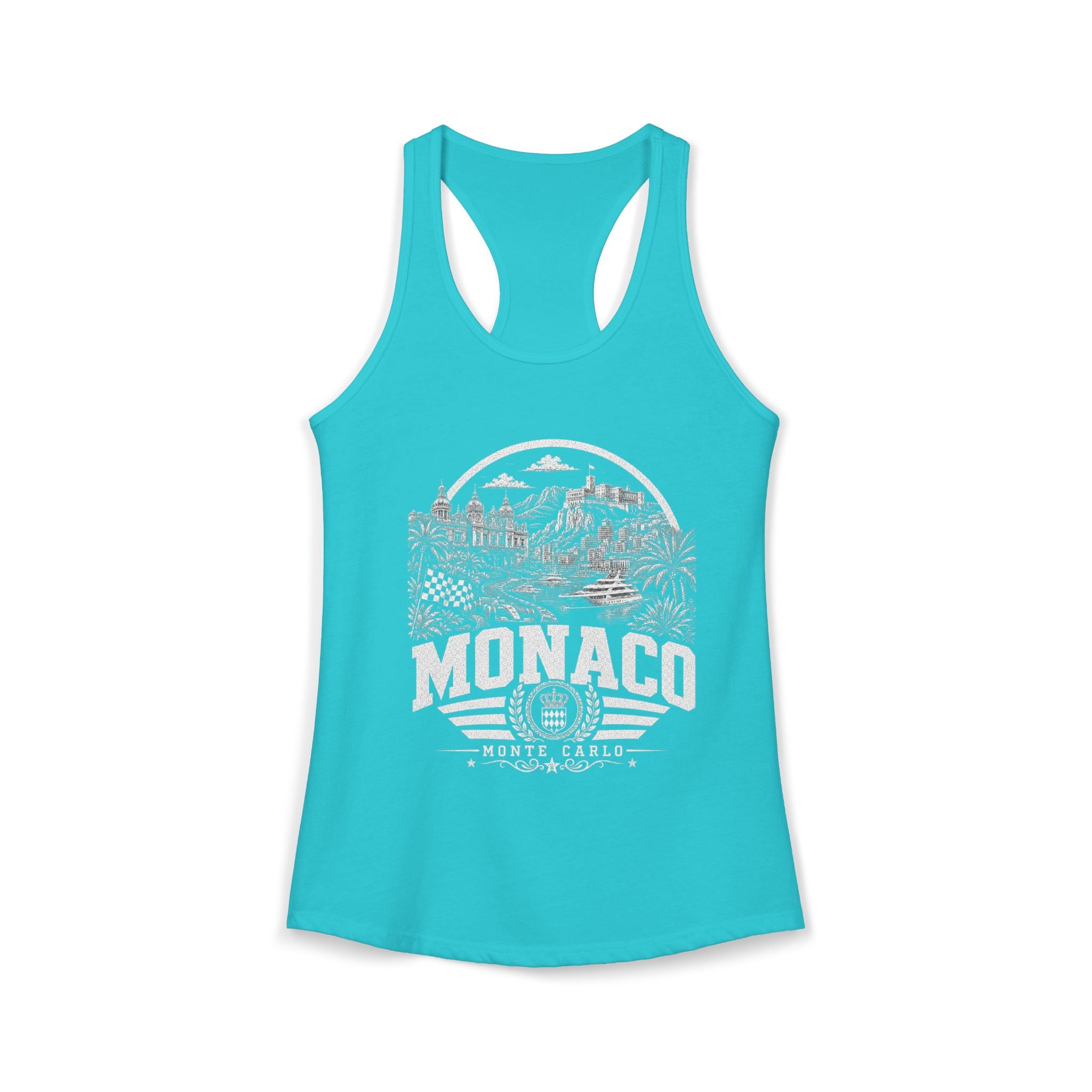 Monaco vintage landmarks tank top — iconic landmark design | Nameshi Destinations (view 8)