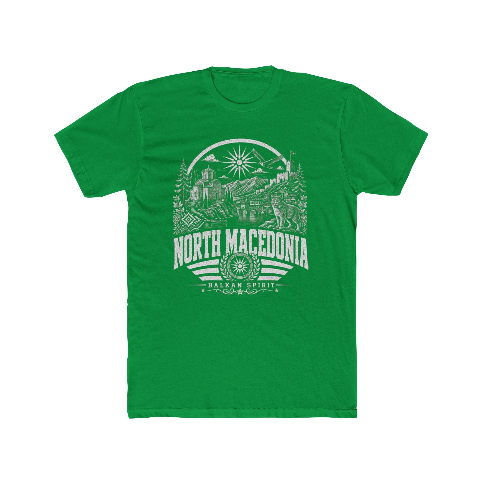 North Macedonia vintage landmarks men's tee — iconic landmark design | Nameshi Destinations (view 6)