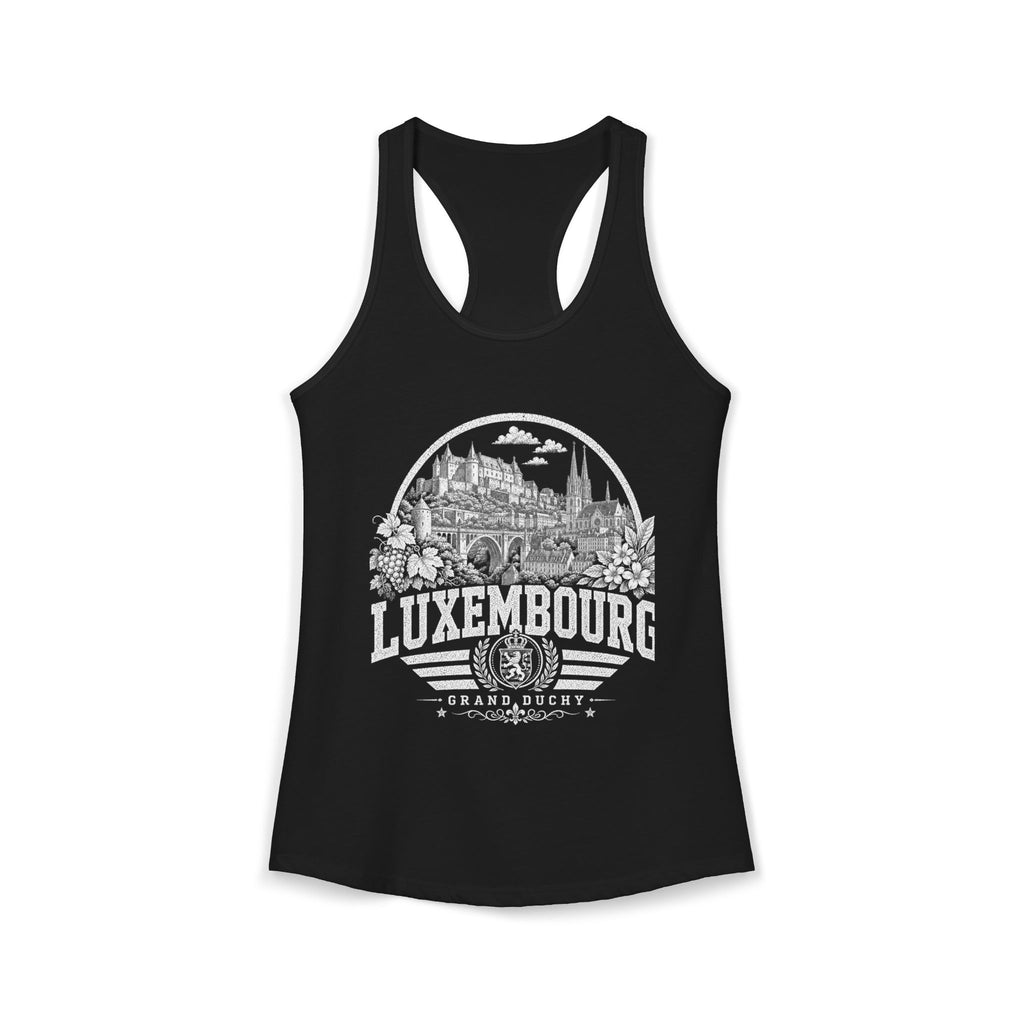 Luxembourg vintage landmarks tank top — iconic landmark design | Nameshi Destinations (view 2)