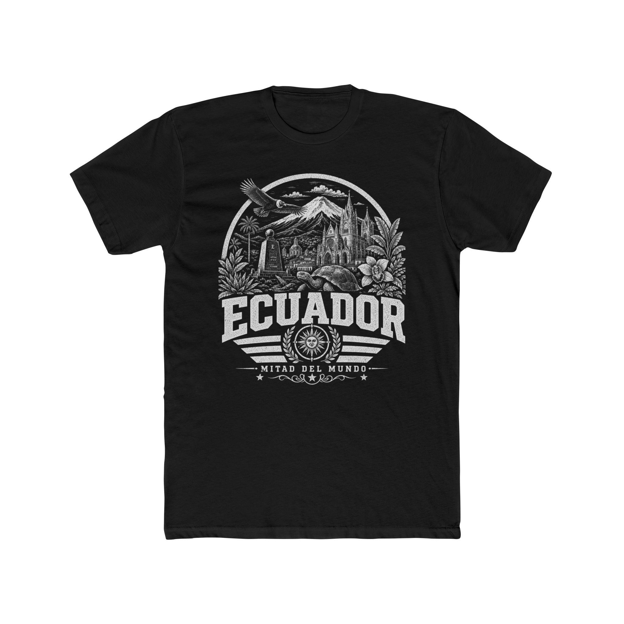 Ecuador vintage landmarks men's tee — iconic landmark design | Nameshi Destinations (view 1)