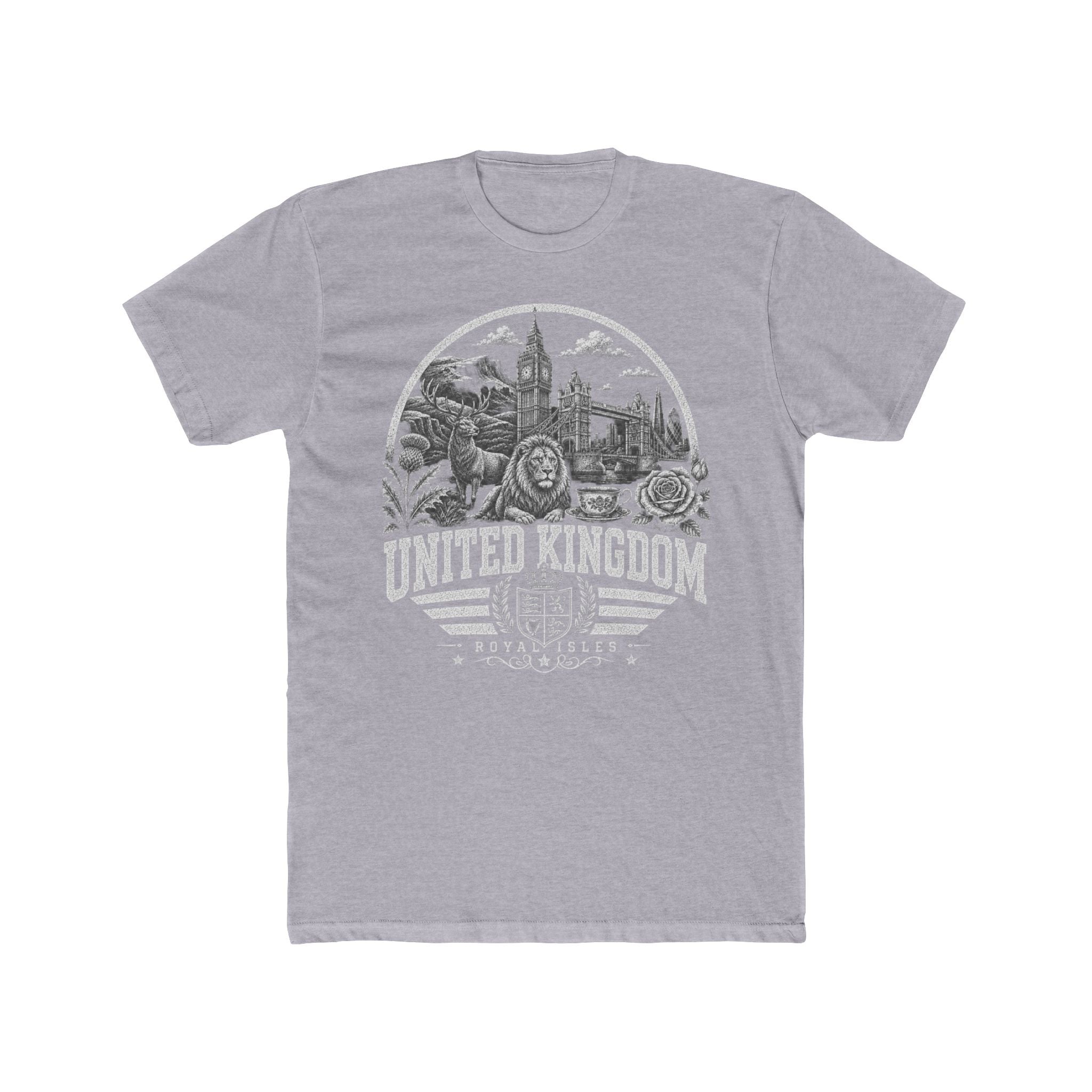 United Kingdom vintage landmarks men's tee — iconic landmark design | Nameshi Destinations (view 3)