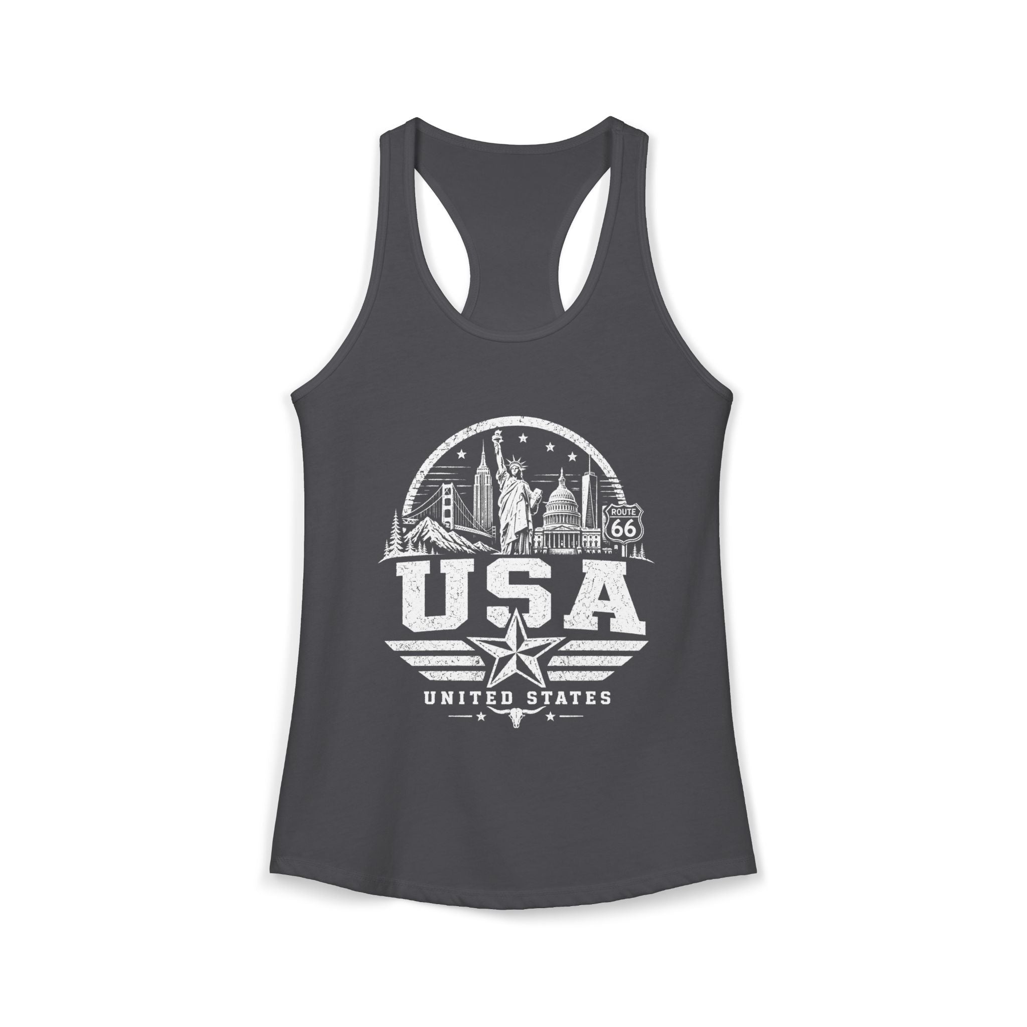 USA vintage landmarks tank top — iconic landmark design | Nameshi Destinations (view 10)