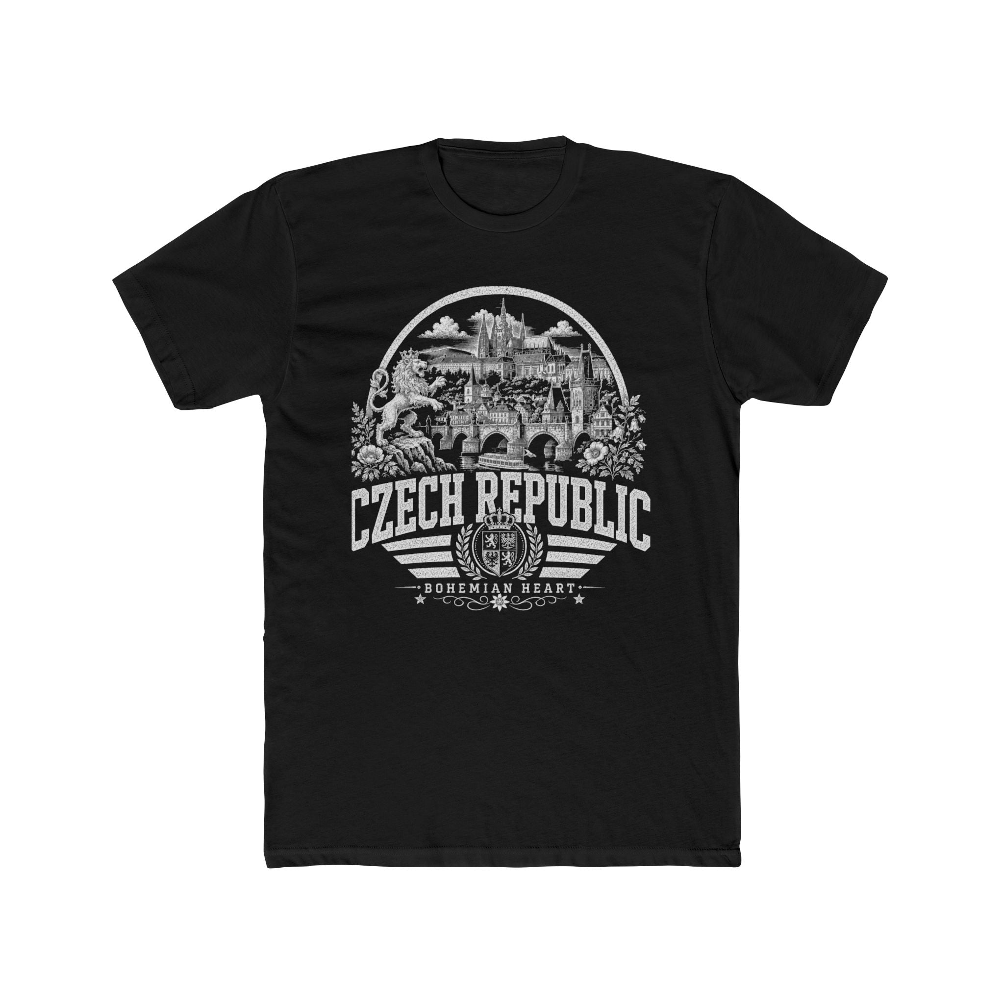 Czech Republic vintage landmarks men's tee — iconic landmark design | Nameshi Destinations (view 2)