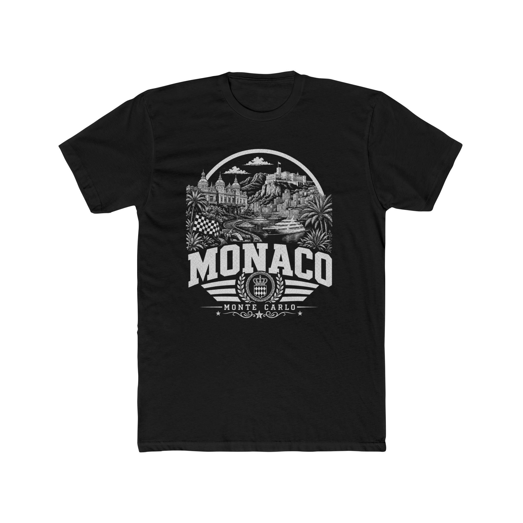 Monaco vintage landmarks men's tee — iconic landmark design | Nameshi Destinations (view 2)