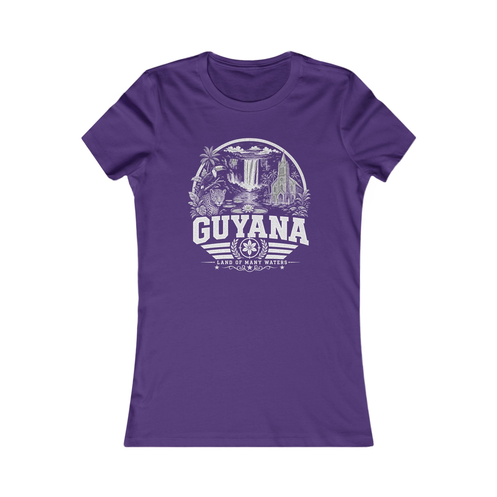 Guyana vintage landmarks women's tee — iconic landmark design | Nameshi Destinations (view 6)