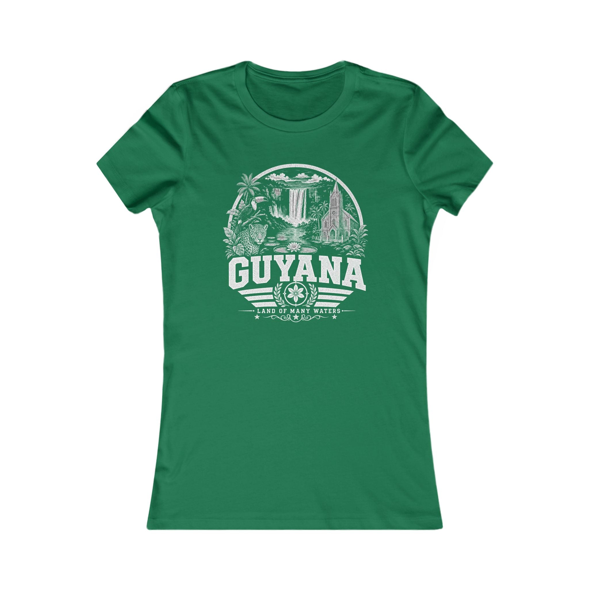 Guyana vintage landmarks women's tee — iconic landmark design | Nameshi Destinations (view 2)