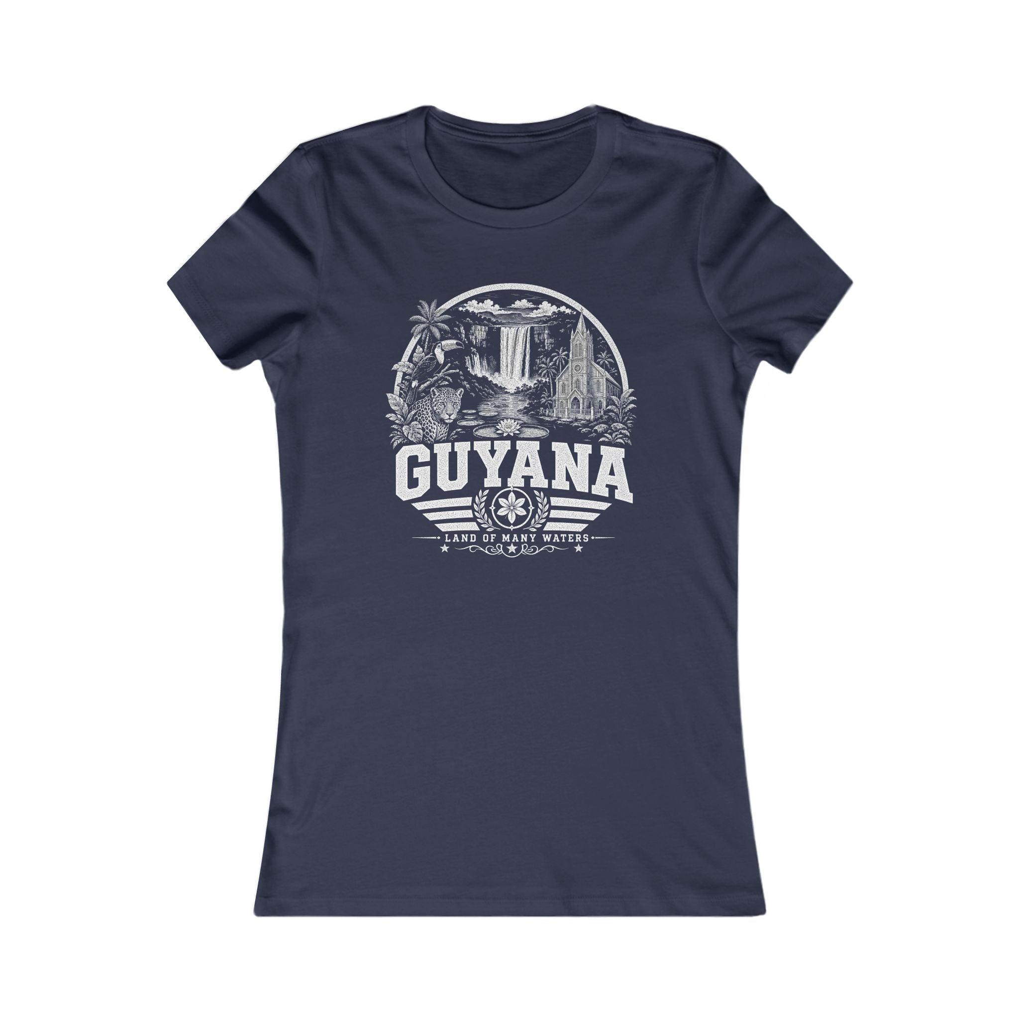 Guyana vintage landmarks women's tee — iconic landmark design | Nameshi Destinations (view 5)