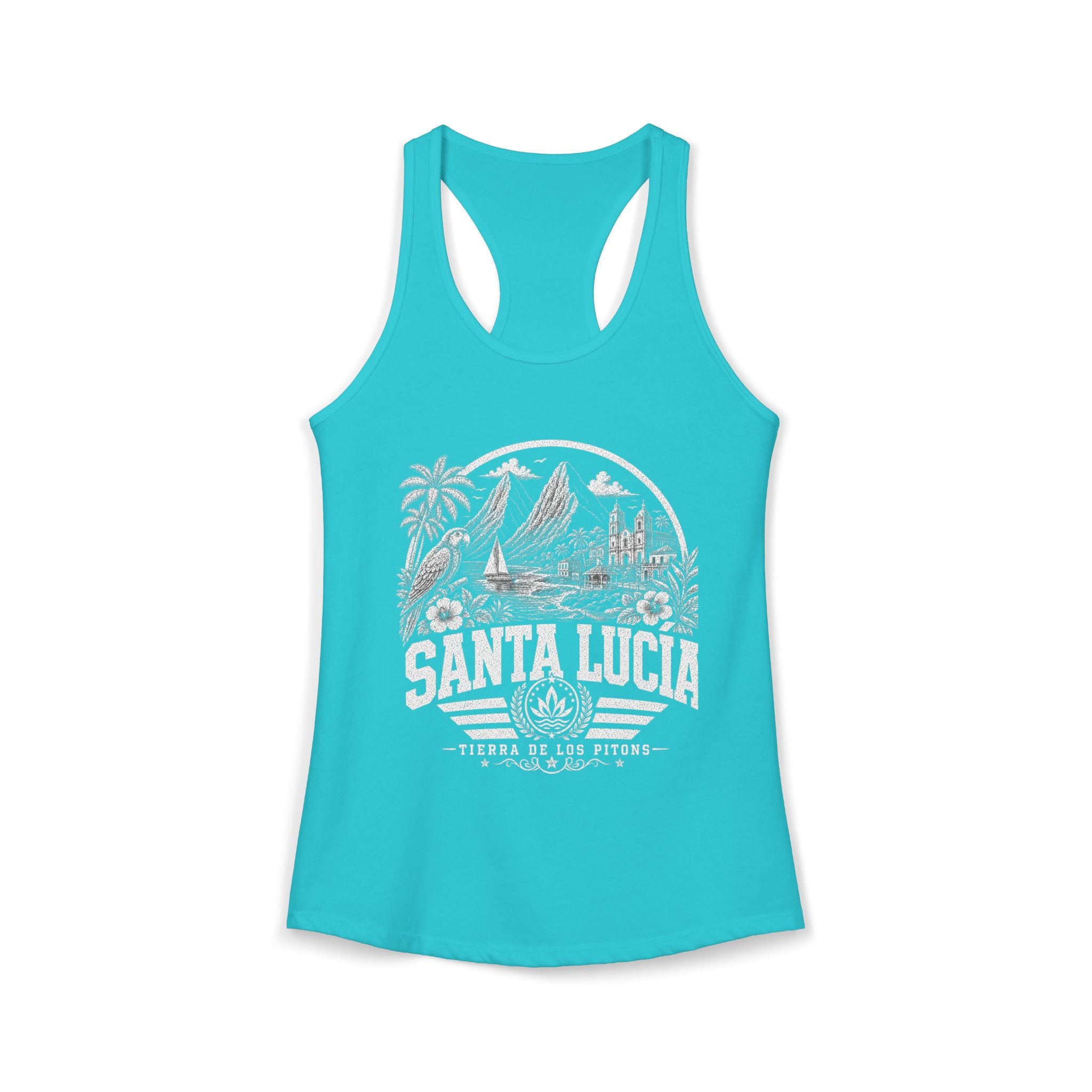 Santa Lucía vintage landmarks tank top — iconic landmark design | Nameshi Destinations (view 8)