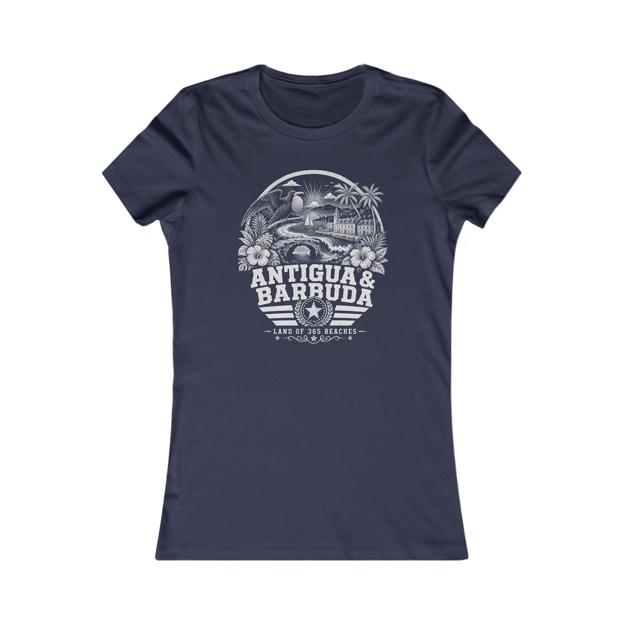 Antigua y Barbuda vintage landmarks women's tee — iconic landmark design | Nameshi Destinations (view 5)