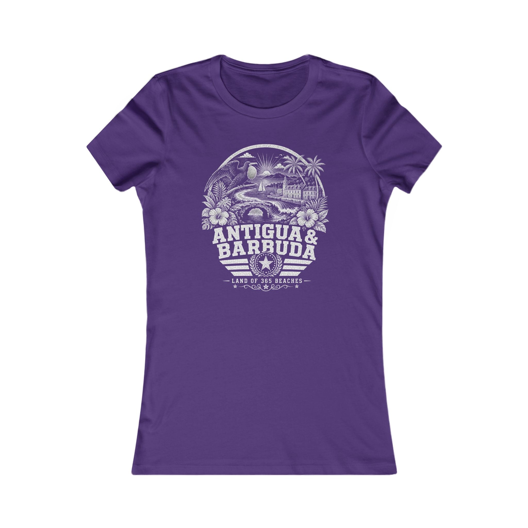 Antigua y Barbuda vintage landmarks women's tee — iconic landmark design | Nameshi Destinations (view 6)
