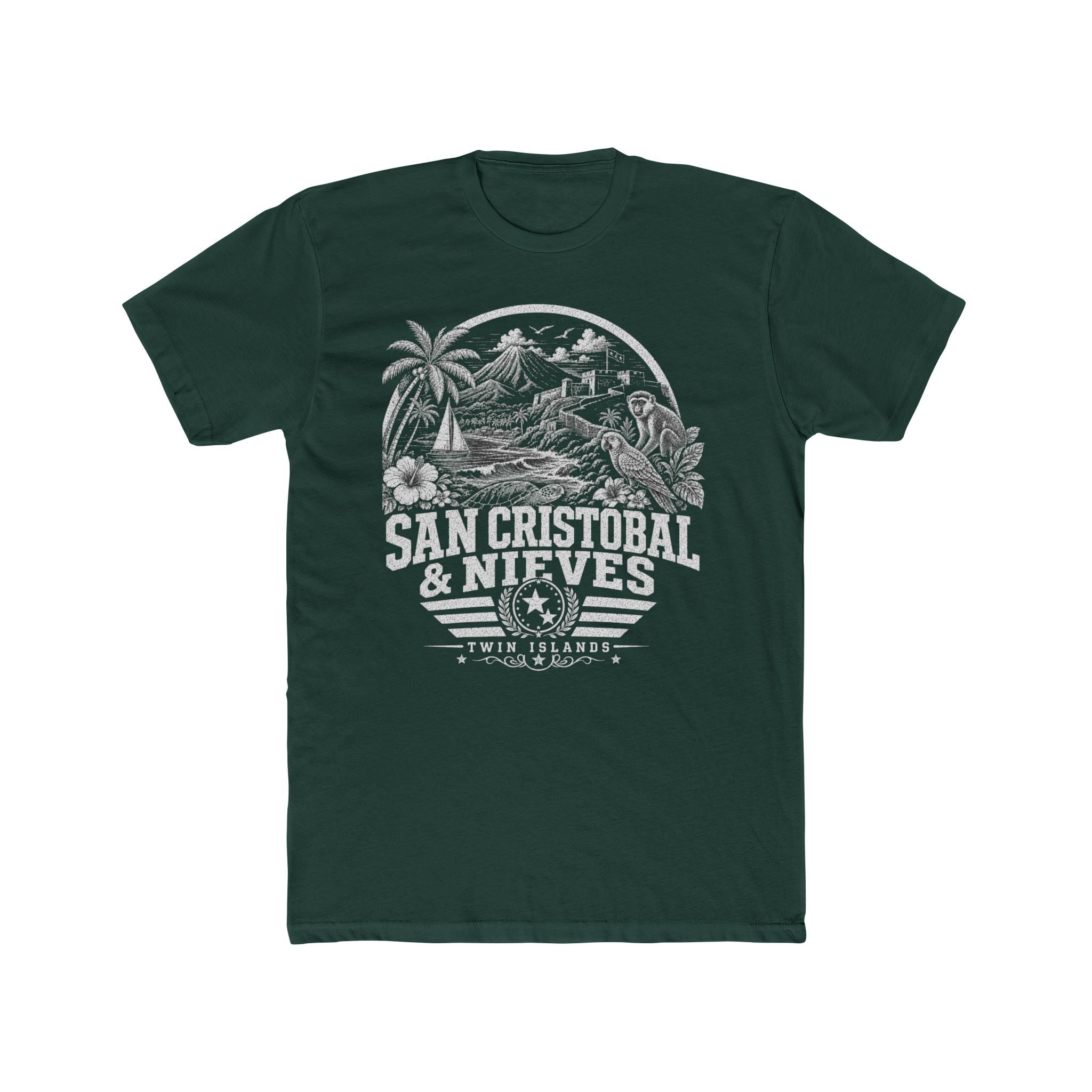 San Cristóbal y Nieves vintage landmarks men's tee — iconic landmark design | Nameshi Destinations (view 7)