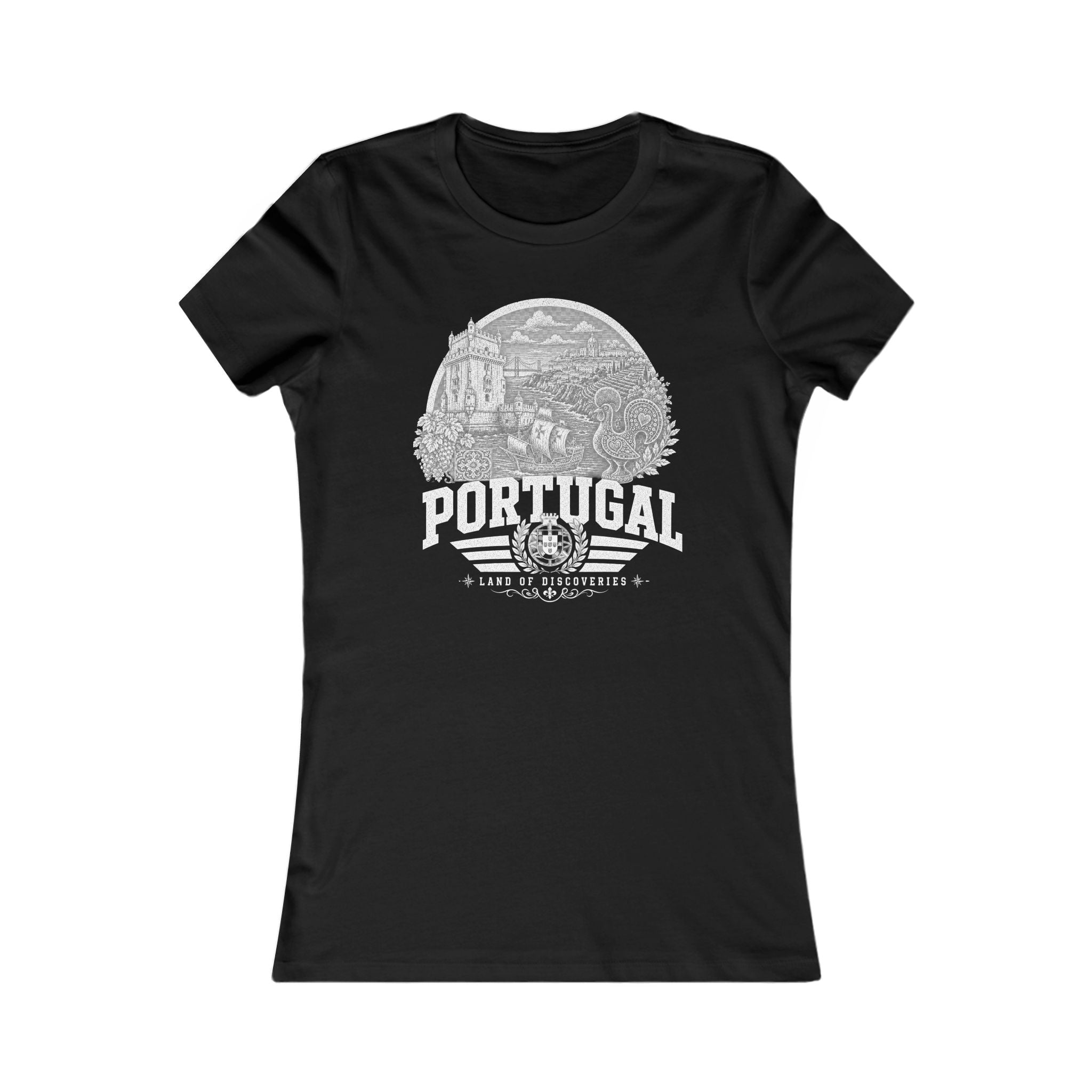 Portugal vintage landmarks women's tee — iconic landmark design | Nameshi Destinations (view 1)