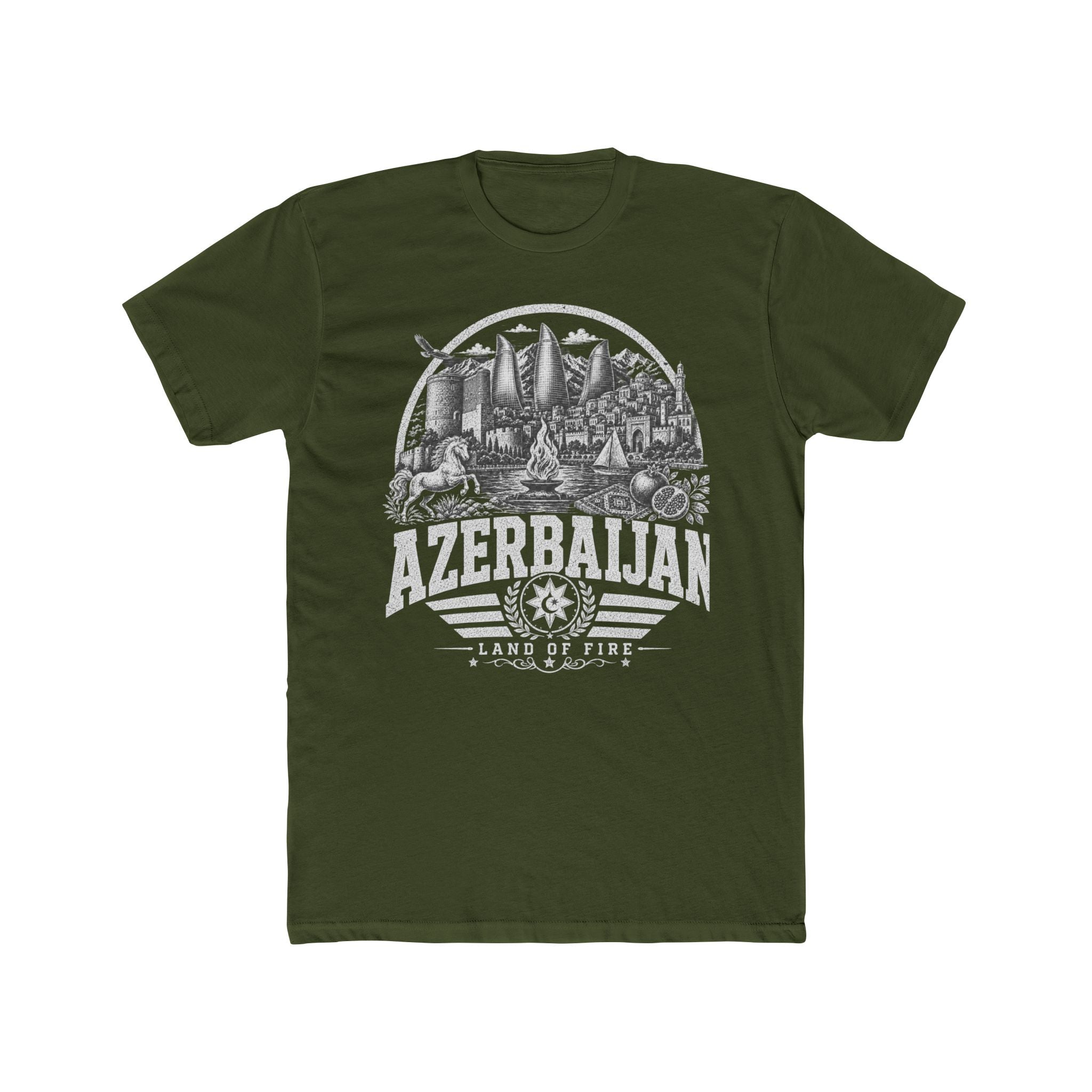 Azerbaijan vintage landmarks men's tee — iconic landmark design | Nameshi Destinations (view 4)
