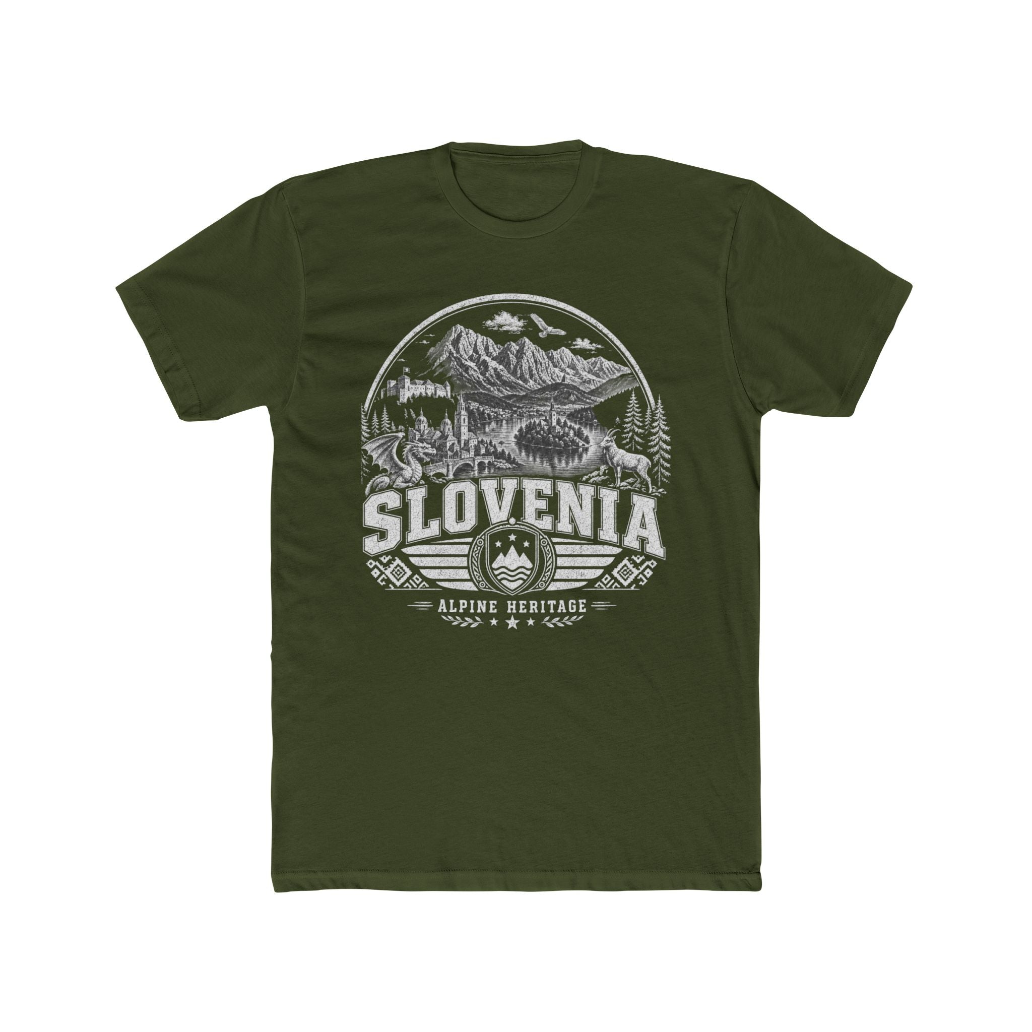 Slovenia vintage landmarks men's tee — iconic landmark design | Nameshi Destinations (view 4)