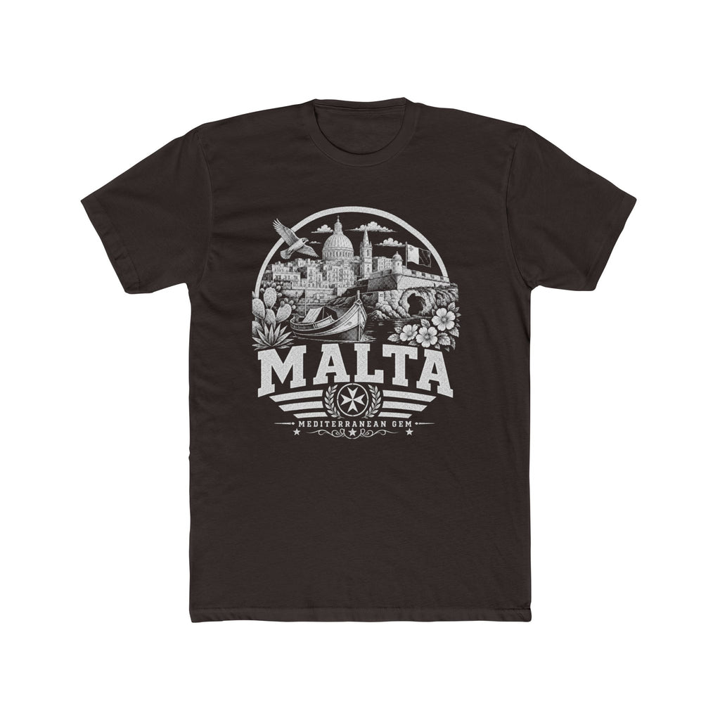 Malta vintage landmarks men's tee — iconic landmark design | Nameshi Destinations (view 1)