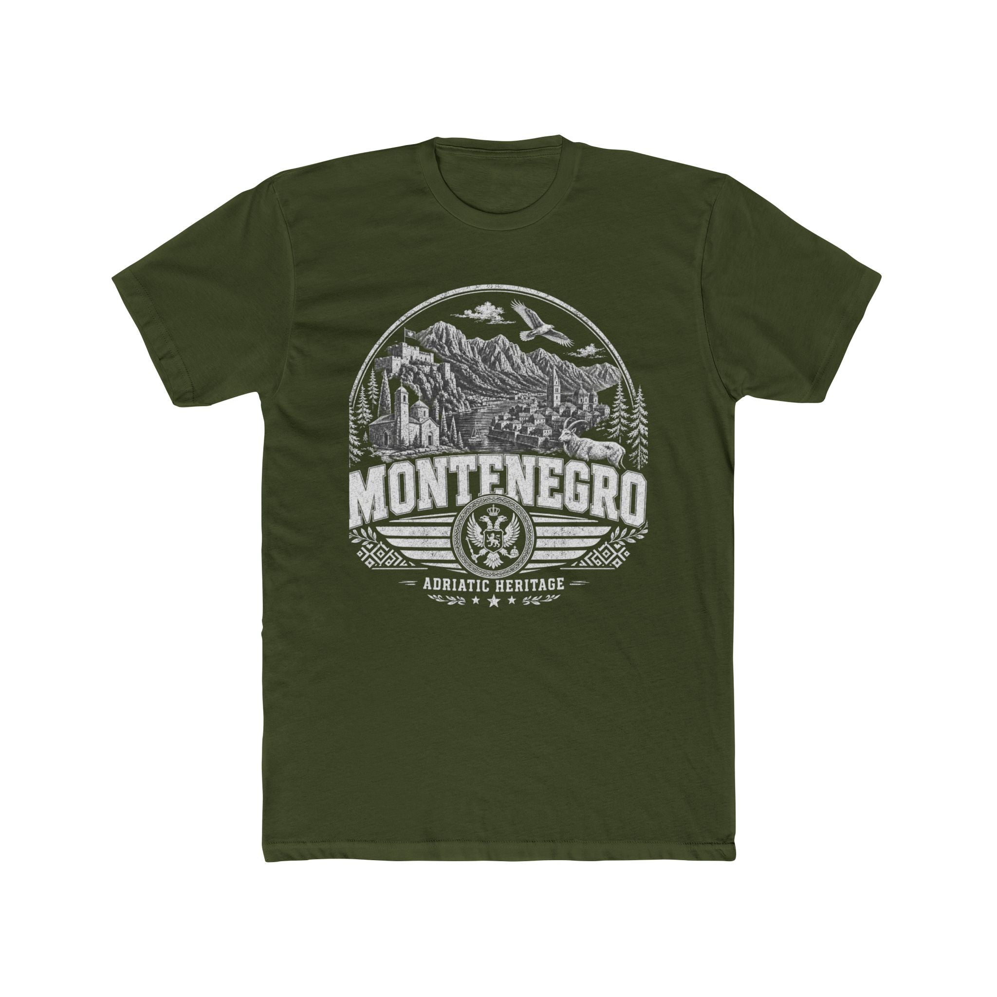 Montenegro vintage landmarks men's tee — iconic landmark design | Nameshi Destinations (view 4)