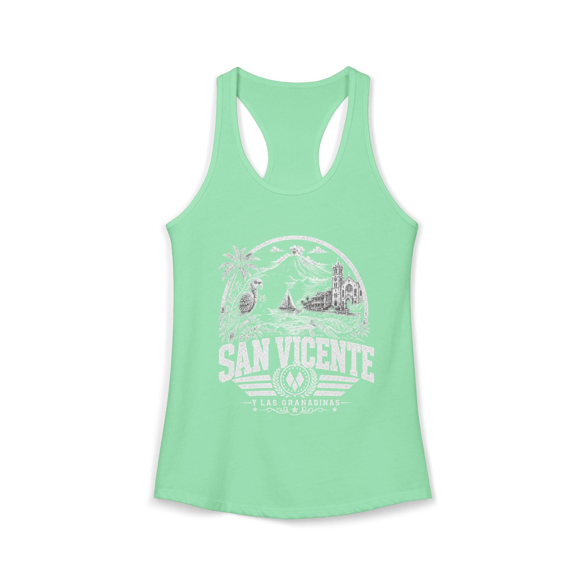 San Vicente vintage landmarks tank top — iconic landmark design | Nameshi Destinations (view 6)