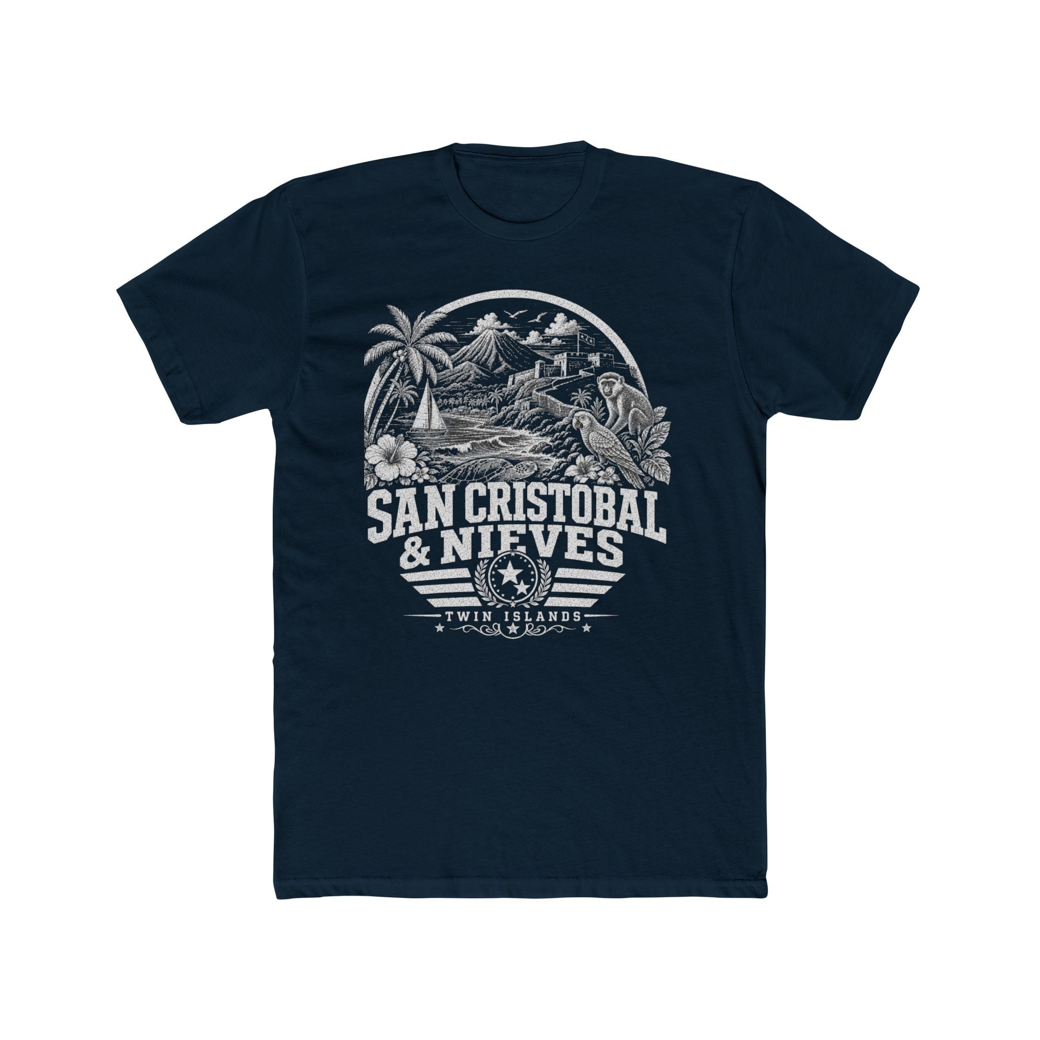 San Cristóbal y Nieves vintage landmarks men's tee — iconic landmark design | Nameshi Destinations (view 12)