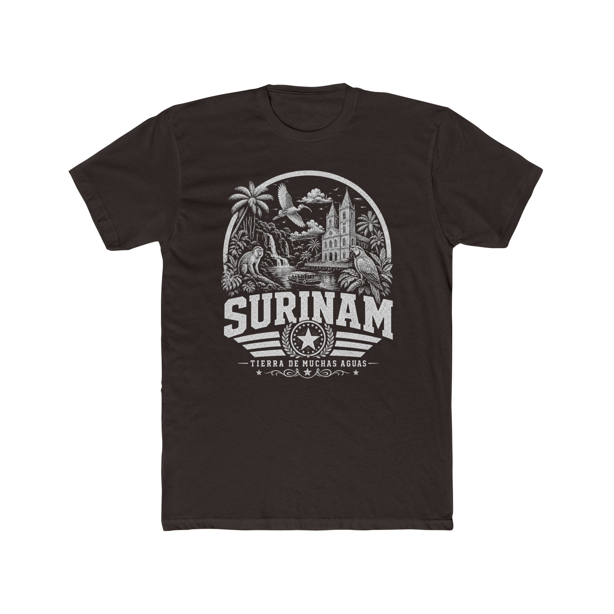 Surinam vintage landmarks men's tee — iconic landmark design | Nameshi Destinations (view 1)