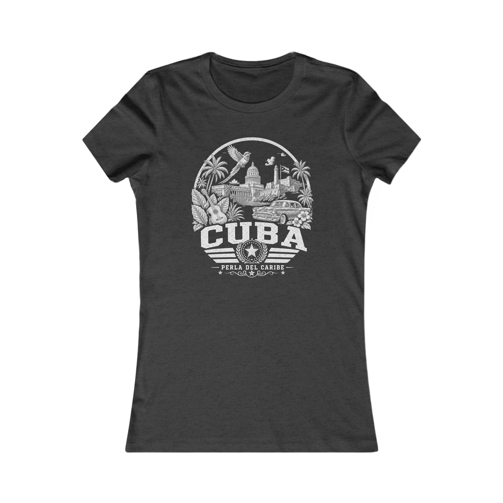 Cuba vintage landmarks women's tee — iconic landmark design | Nameshi Destinations (view 4)