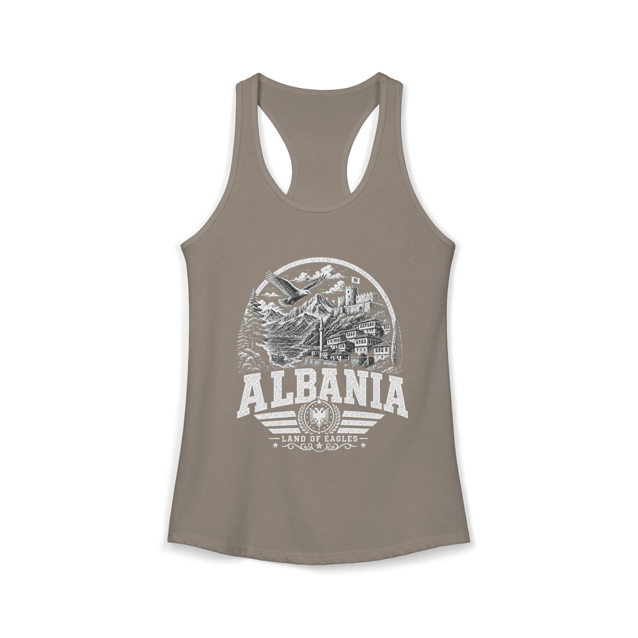 Albania vintage landmarks tank top — iconic landmark design | Nameshi Destinations (view 4)