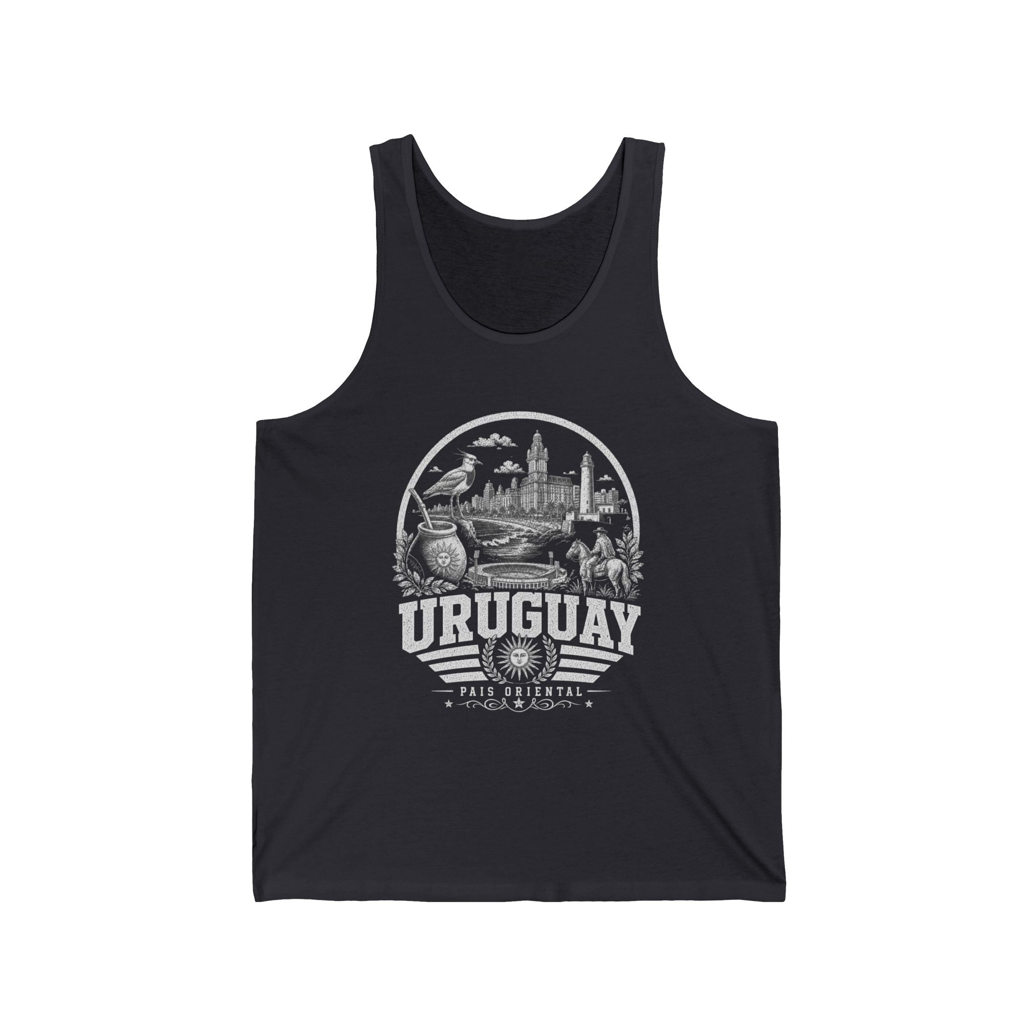 Uruguay vintage landmarks men's tee — iconic landmark design | Nameshi Destinations (view 2)