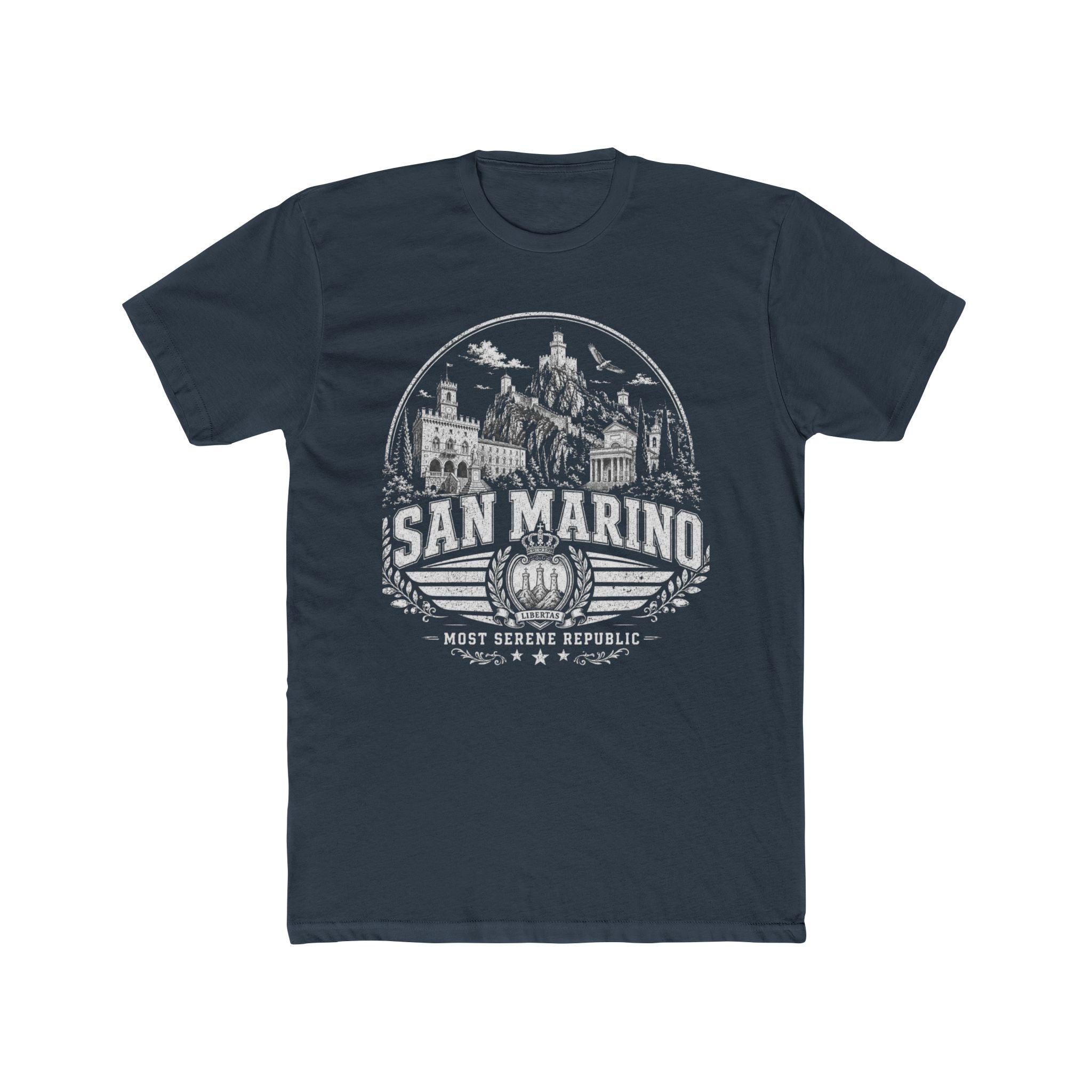 San Marino vintage landmarks men's tee — iconic landmark design | Nameshi Destinations (view 8)