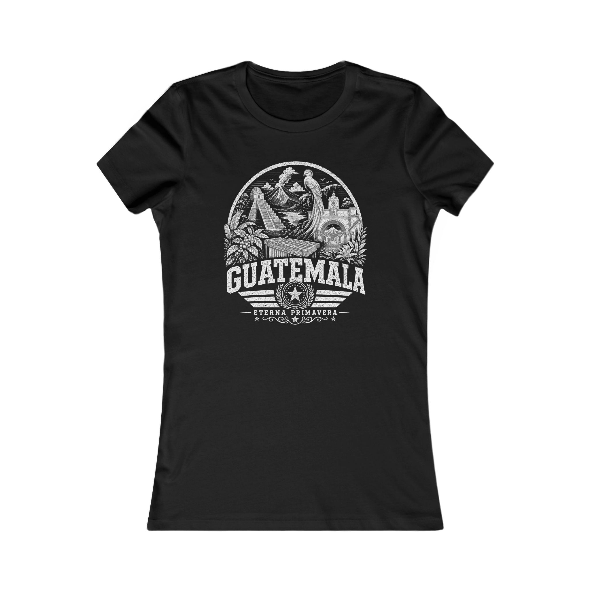 Guatemala vintage landmarks women's tee — iconic landmark design | Nameshi Destinations (view 1)