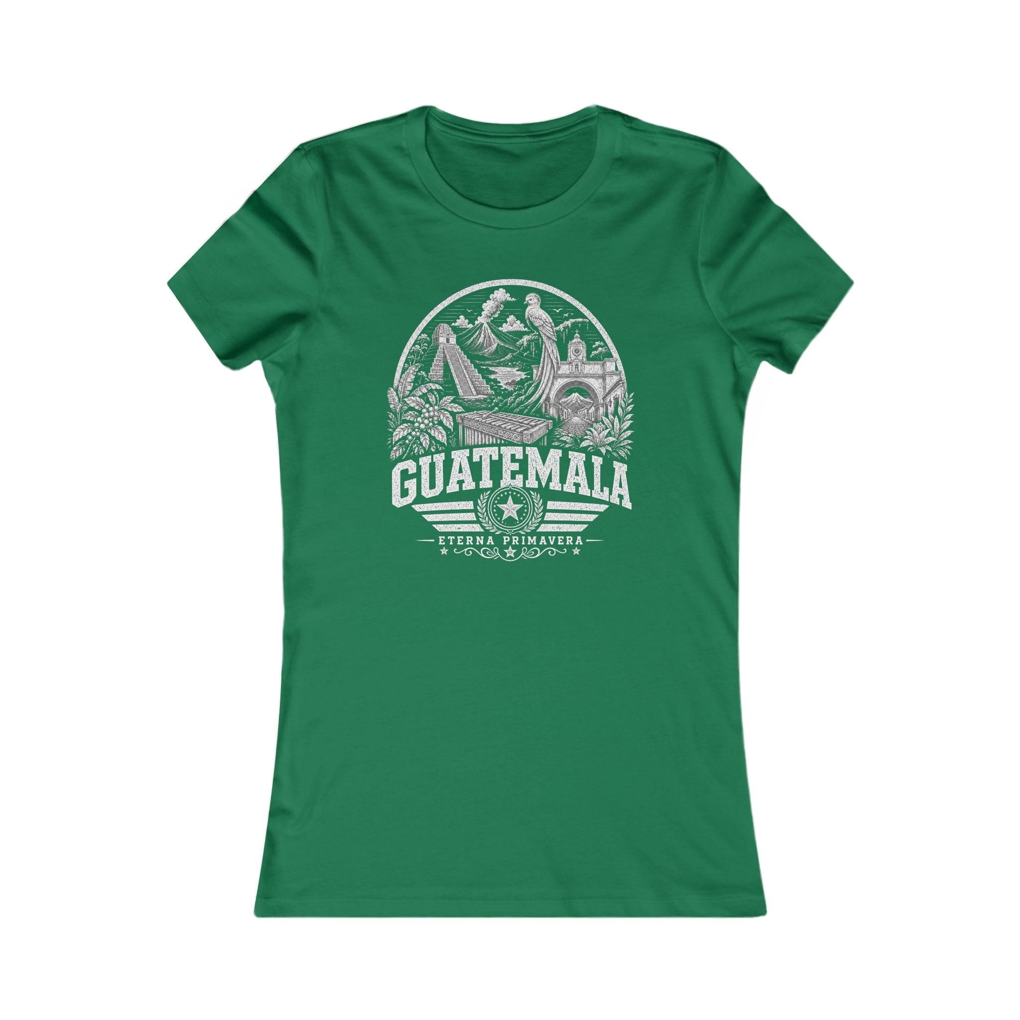 Guatemala vintage landmarks women's tee — iconic landmark design | Nameshi Destinations (view 2)