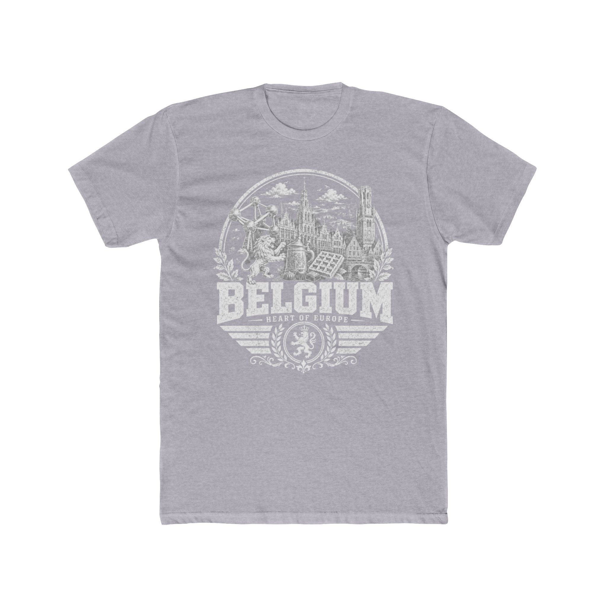 Belgium vintage landmarks men's tee — iconic landmark design | Nameshi Destinations (view 3)