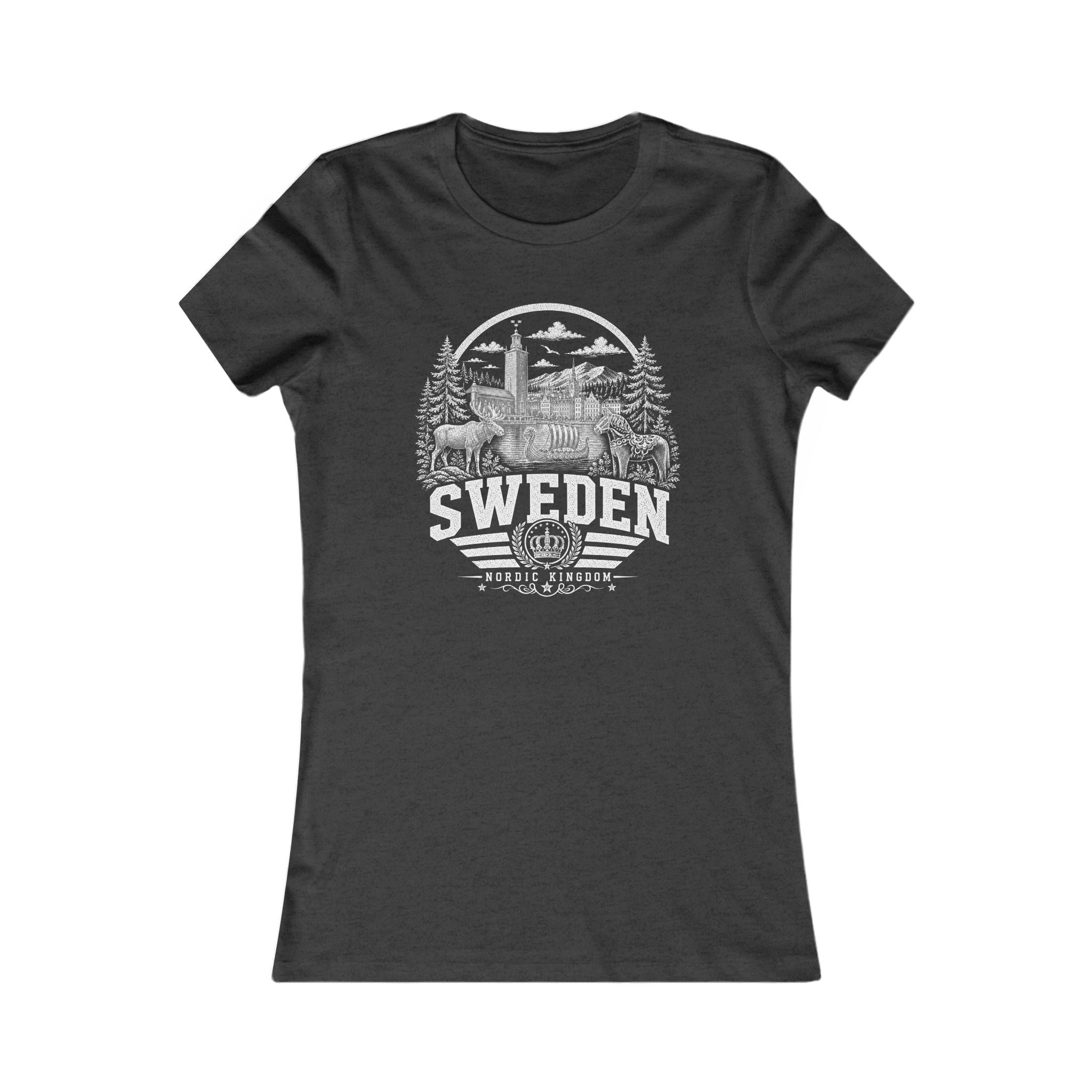 Sweden vintage landmarks women's tee — iconic landmark design | Nameshi Destinations (view 4)