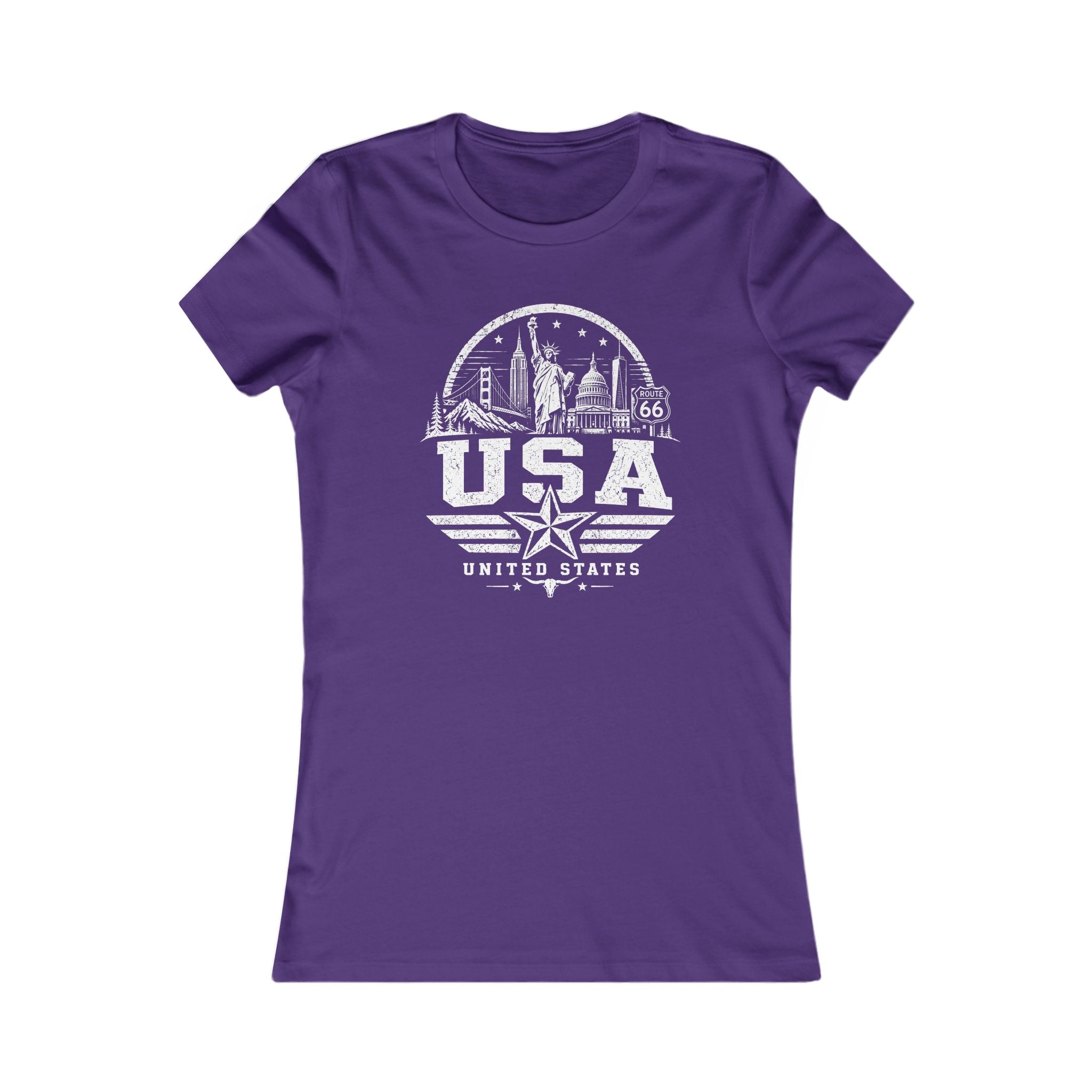 USA vintage landmarks women's tee — iconic landmark design | Nameshi Destinations (view 6)