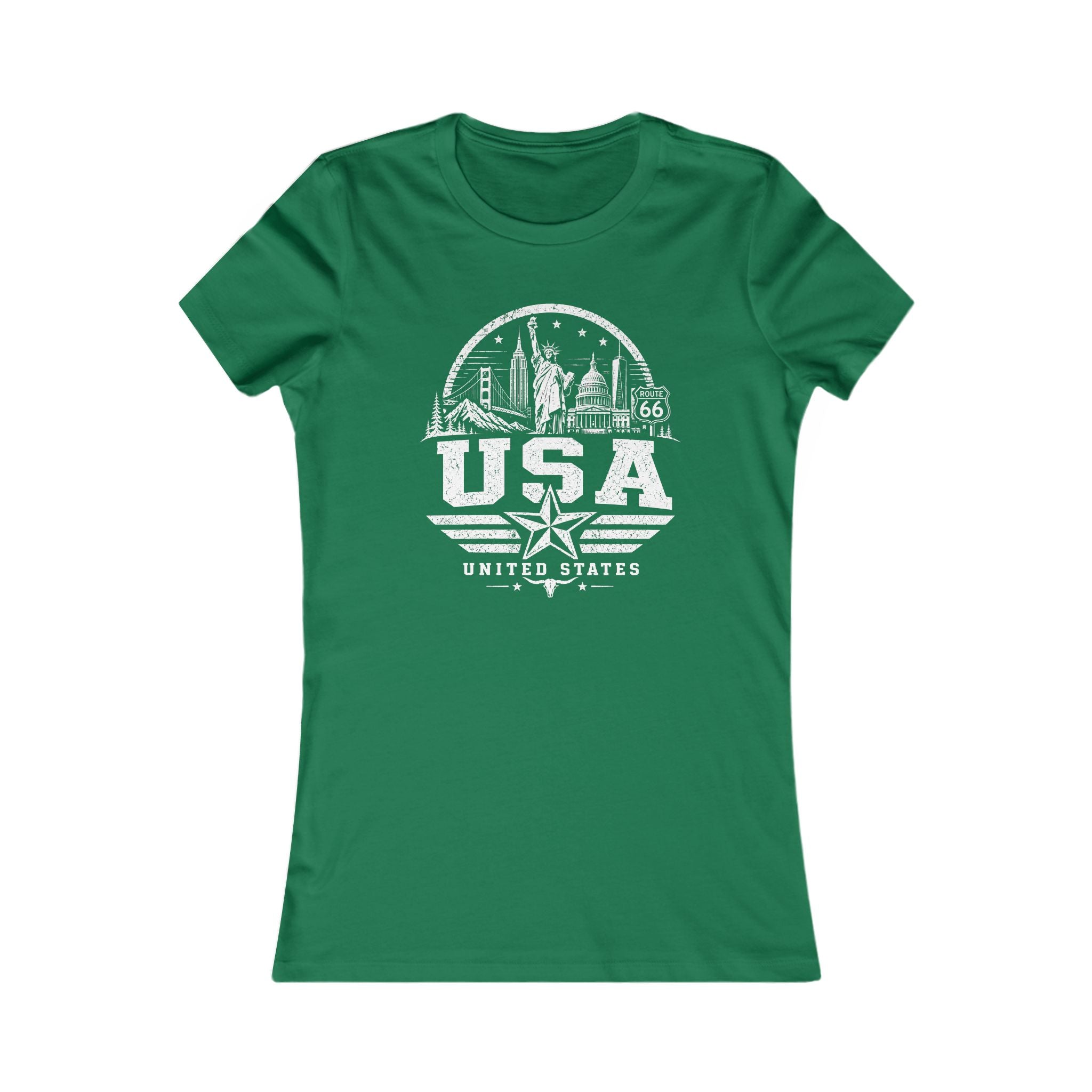 USA vintage landmarks women's tee — iconic landmark design | Nameshi Destinations (view 2)