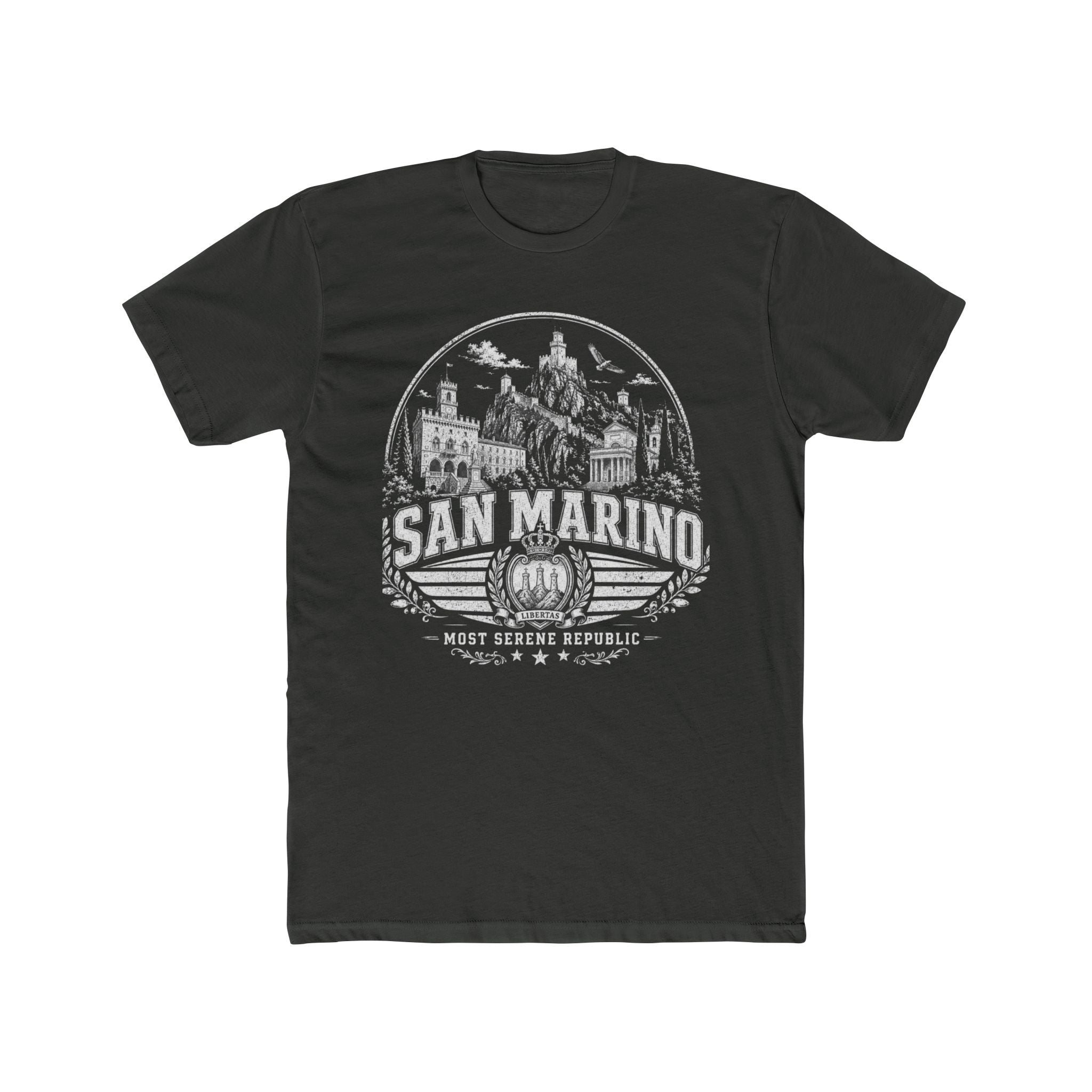 San Marino vintage landmarks men's tee — iconic landmark design | Nameshi Destinations (view 5)