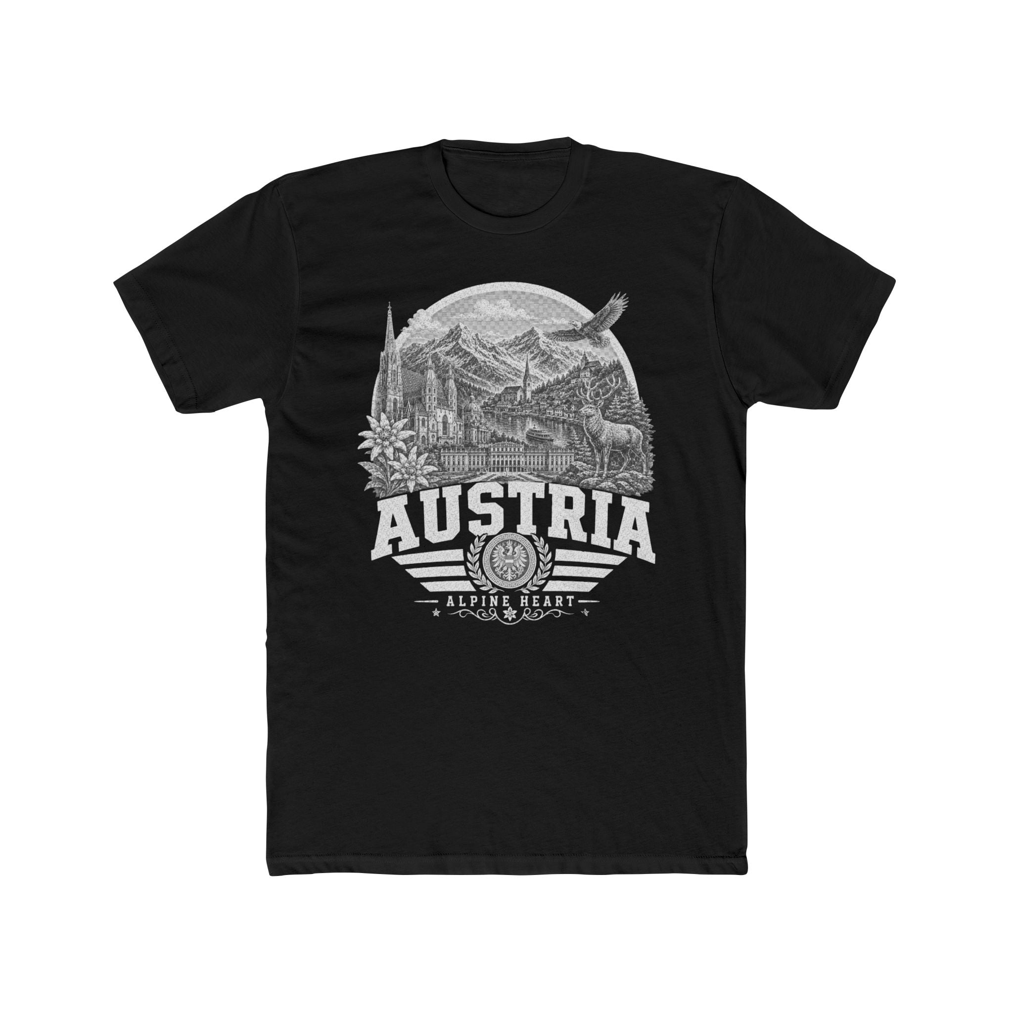 Austria vintage landmarks men's tee — iconic landmark design | Nameshi Destinations (view 2)