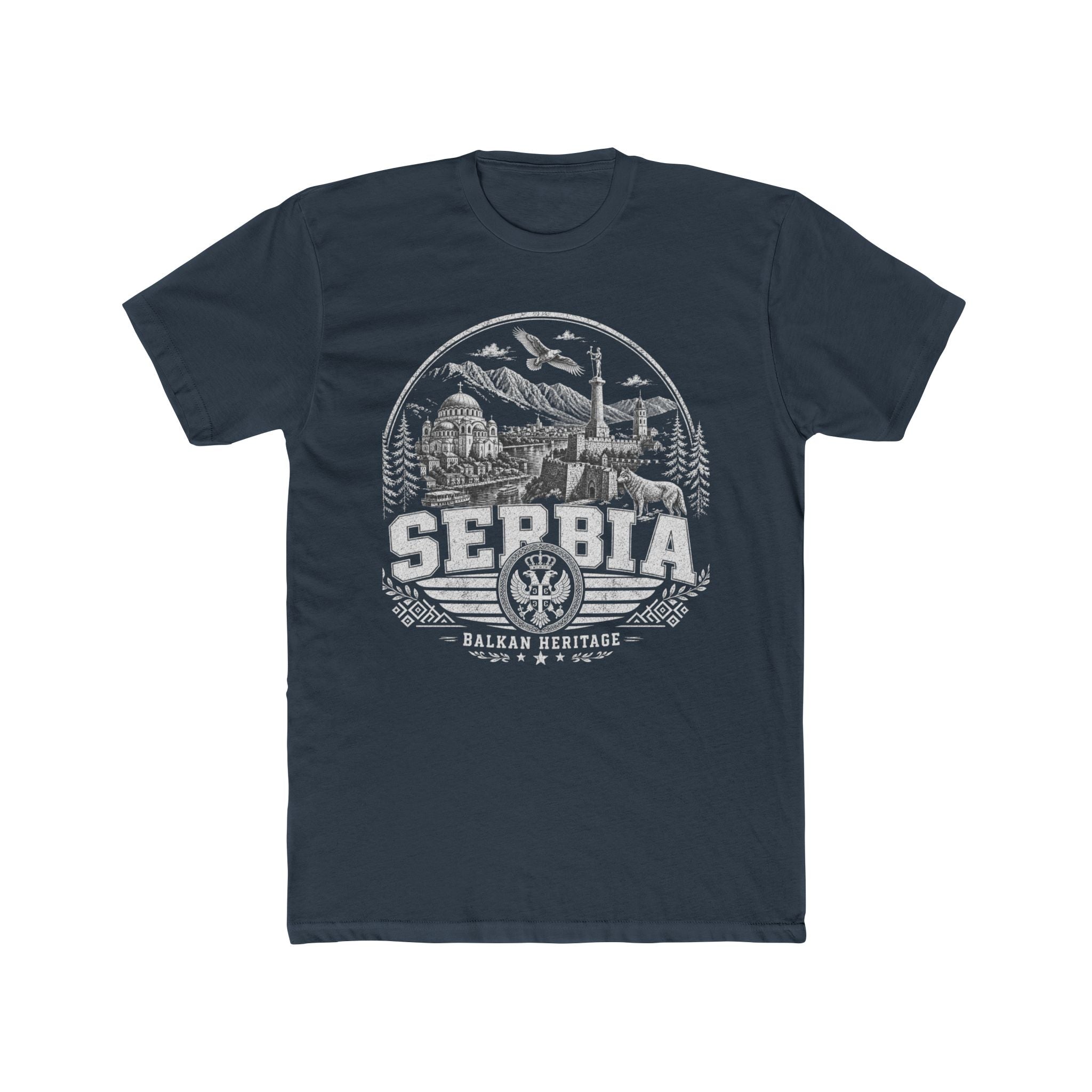 Serbia vintage landmarks men's tee — iconic landmark design | Nameshi Destinations (view 8)