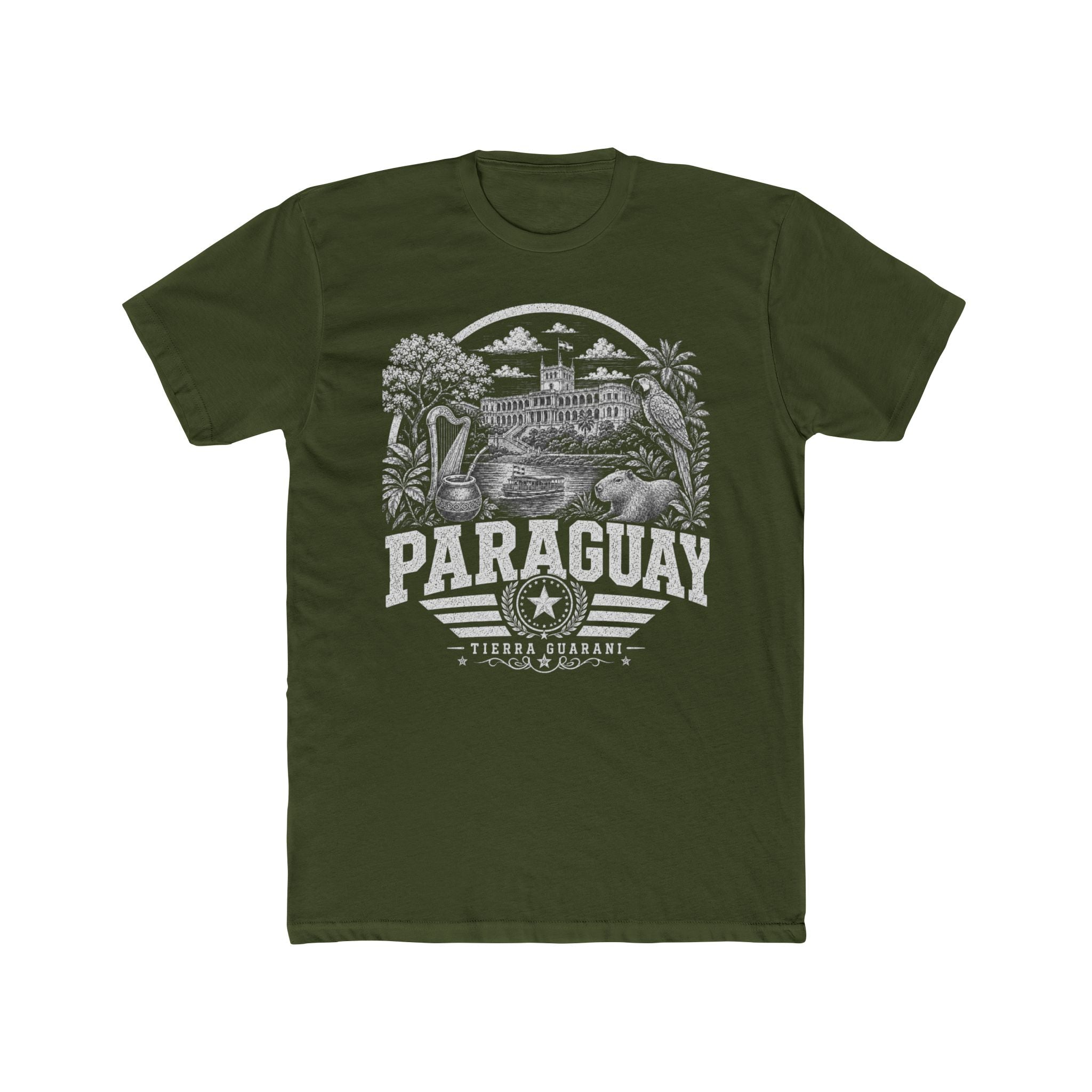 Paraguay vintage landmarks men's tee — iconic landmark design | Nameshi Destinations (view 4)