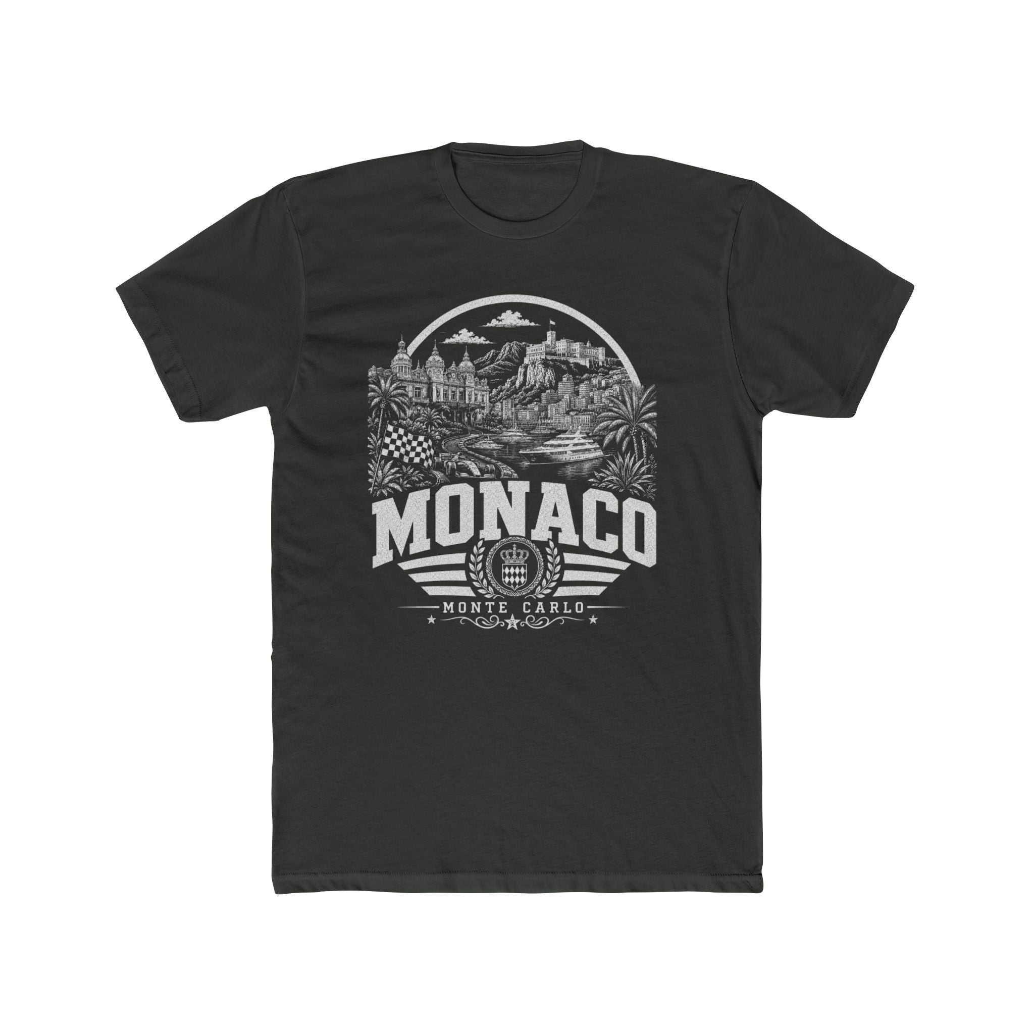Monaco vintage landmarks men's tee — iconic landmark design | Nameshi Destinations (view 5)