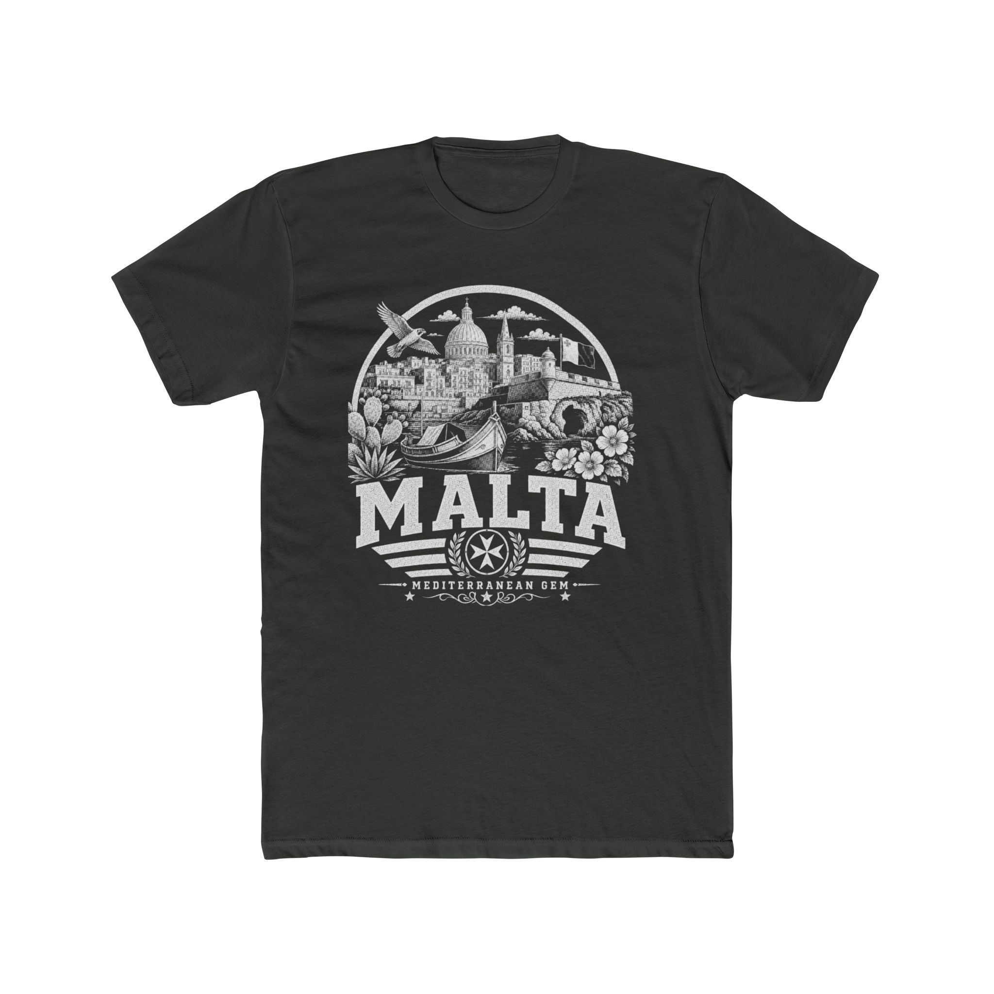 Malta vintage landmarks men's tee — iconic landmark design | Nameshi Destinations (view 5)