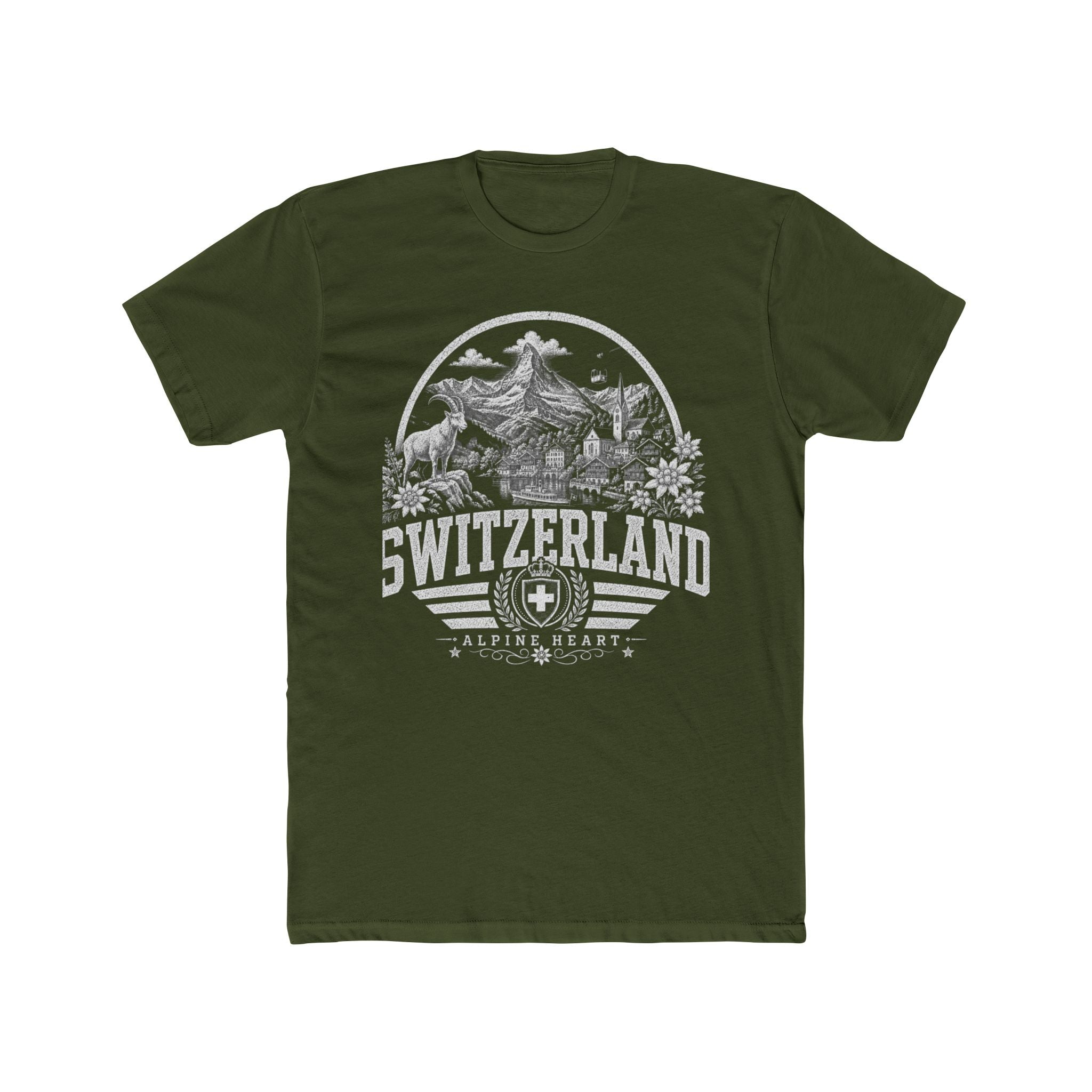 Switzerland vintage landmarks men's tee — iconic landmark design | Nameshi Destinations (view 4)
