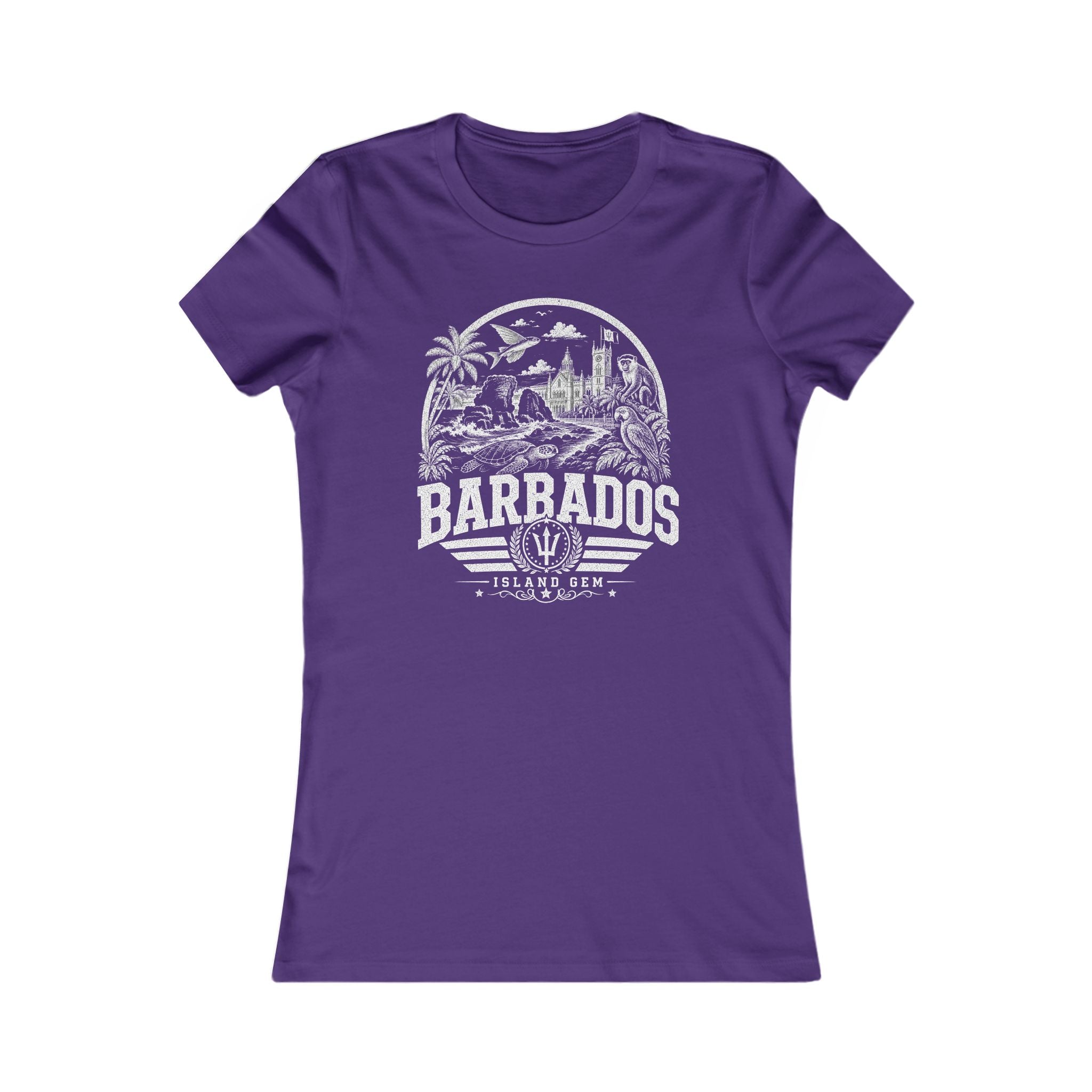 Barbados vintage landmarks women's tee — iconic landmark design | Nameshi Destinations (view 6)