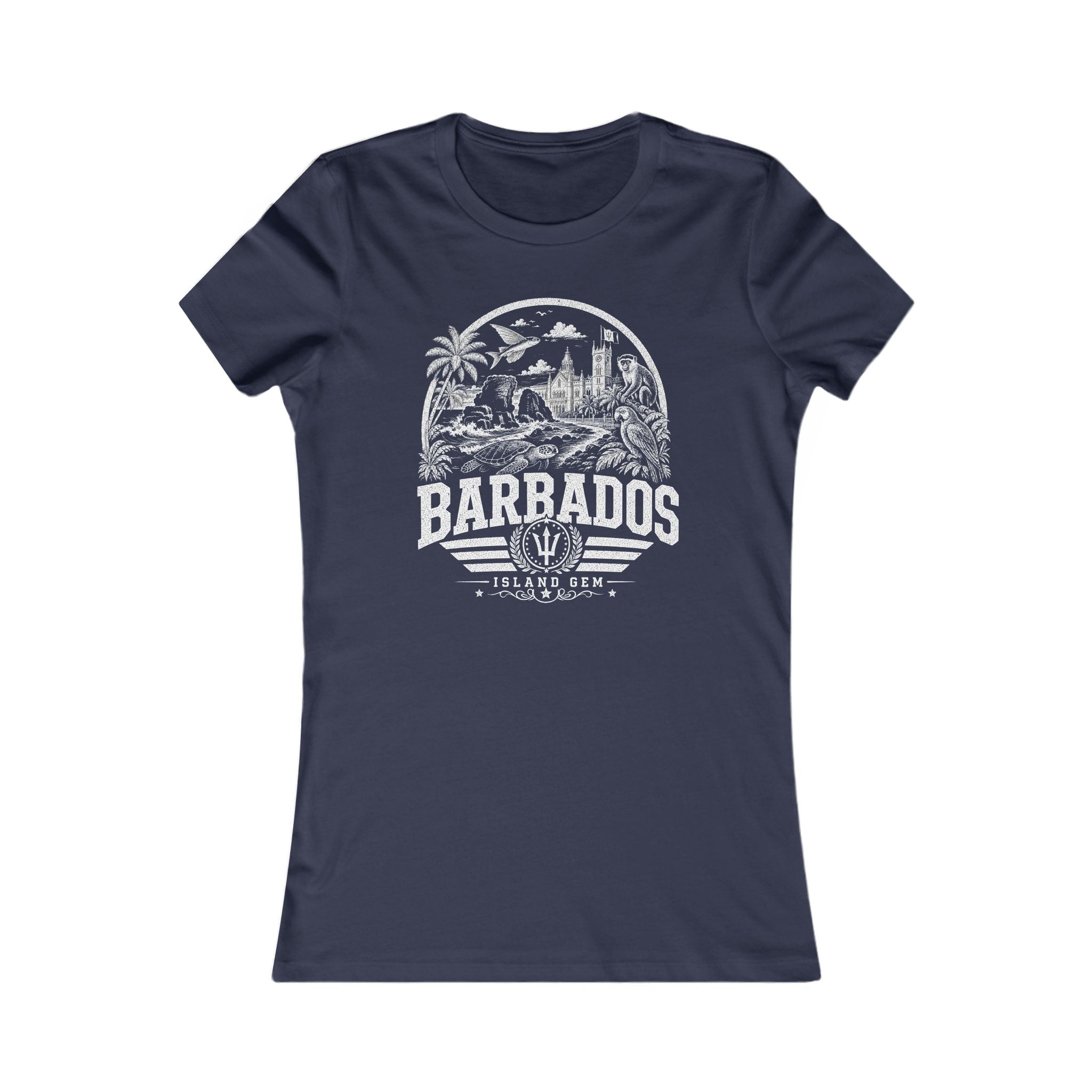 Barbados vintage landmarks women's tee — iconic landmark design | Nameshi Destinations (view 5)